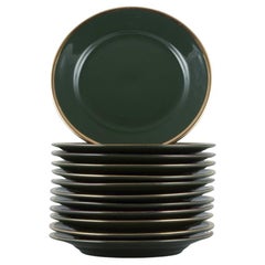 Pillivuyt, Francia. Juego de doce platos de porcelana para tartas. "Bistro Verde".