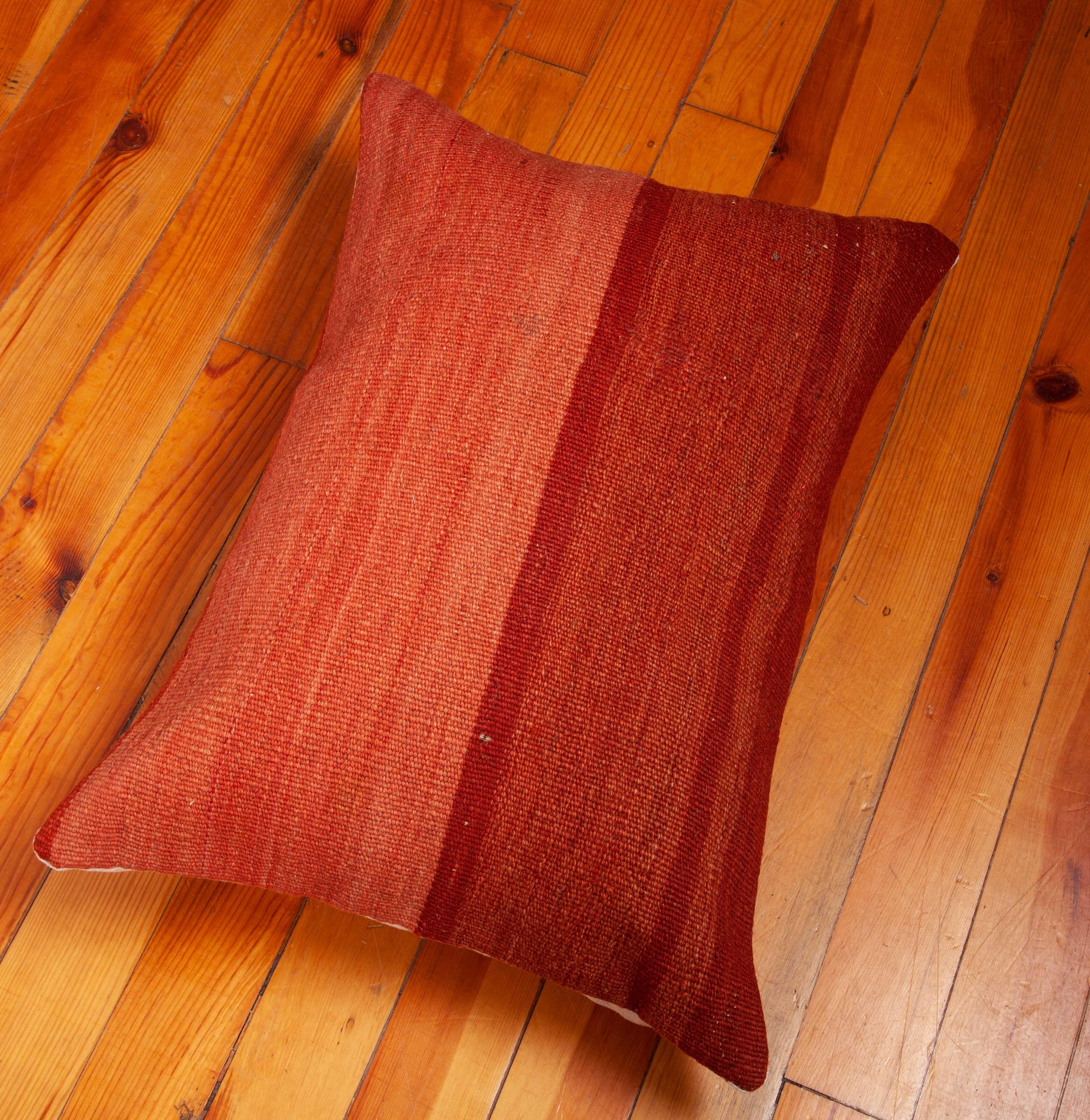 19th Century Pillow Case Fashioned from a Late 19th-Early 20th Century, Minimalist Kilim