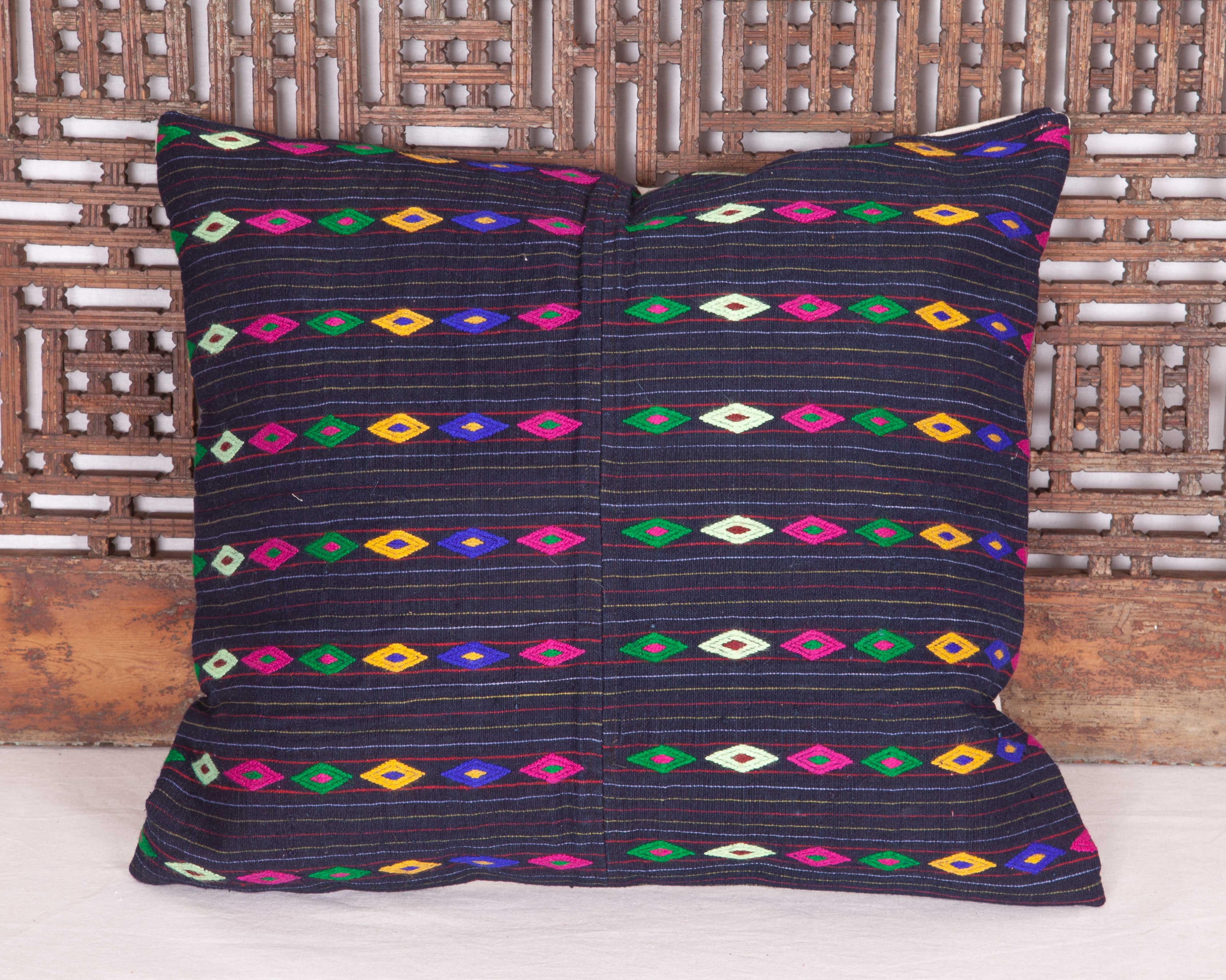 Embroidered Pillow Case Fashioned from a Mid-20th Century Anatolian Cotton Apron For Sale