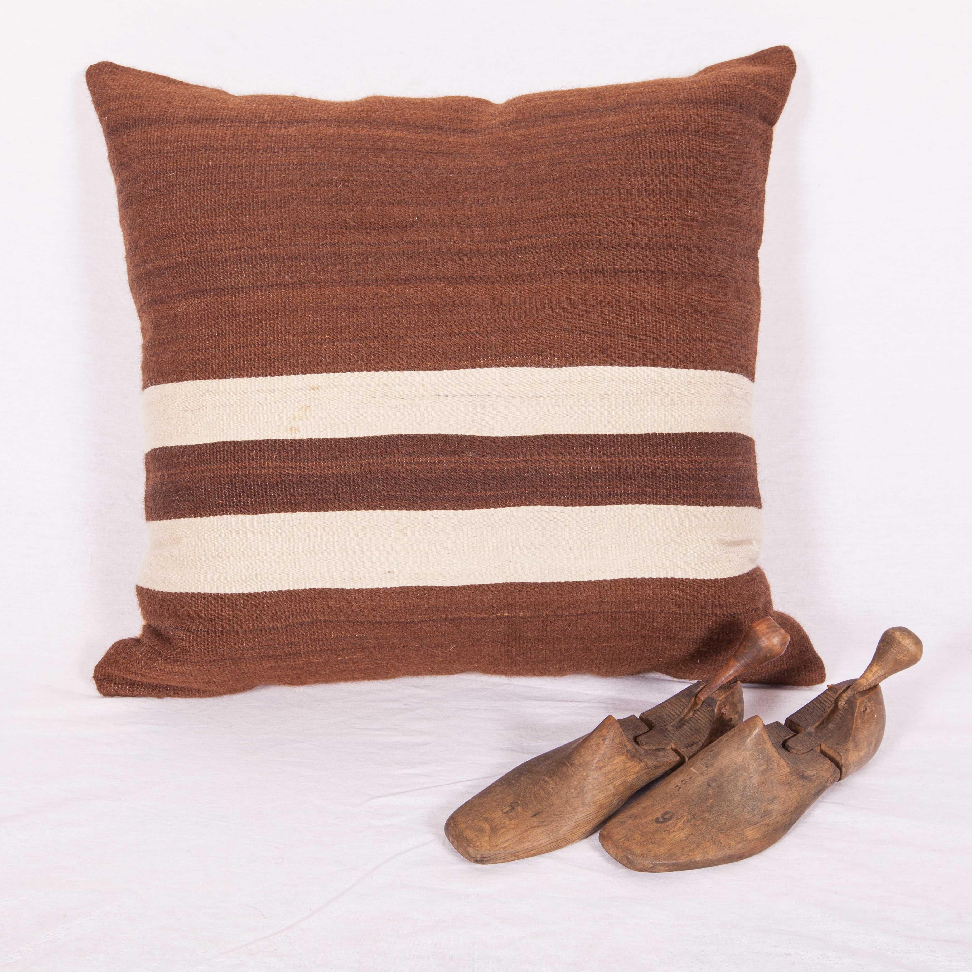 Kilim Pillow Case Fashioned from a Mid-20th Century Anatolian Angora Siirt Blanket