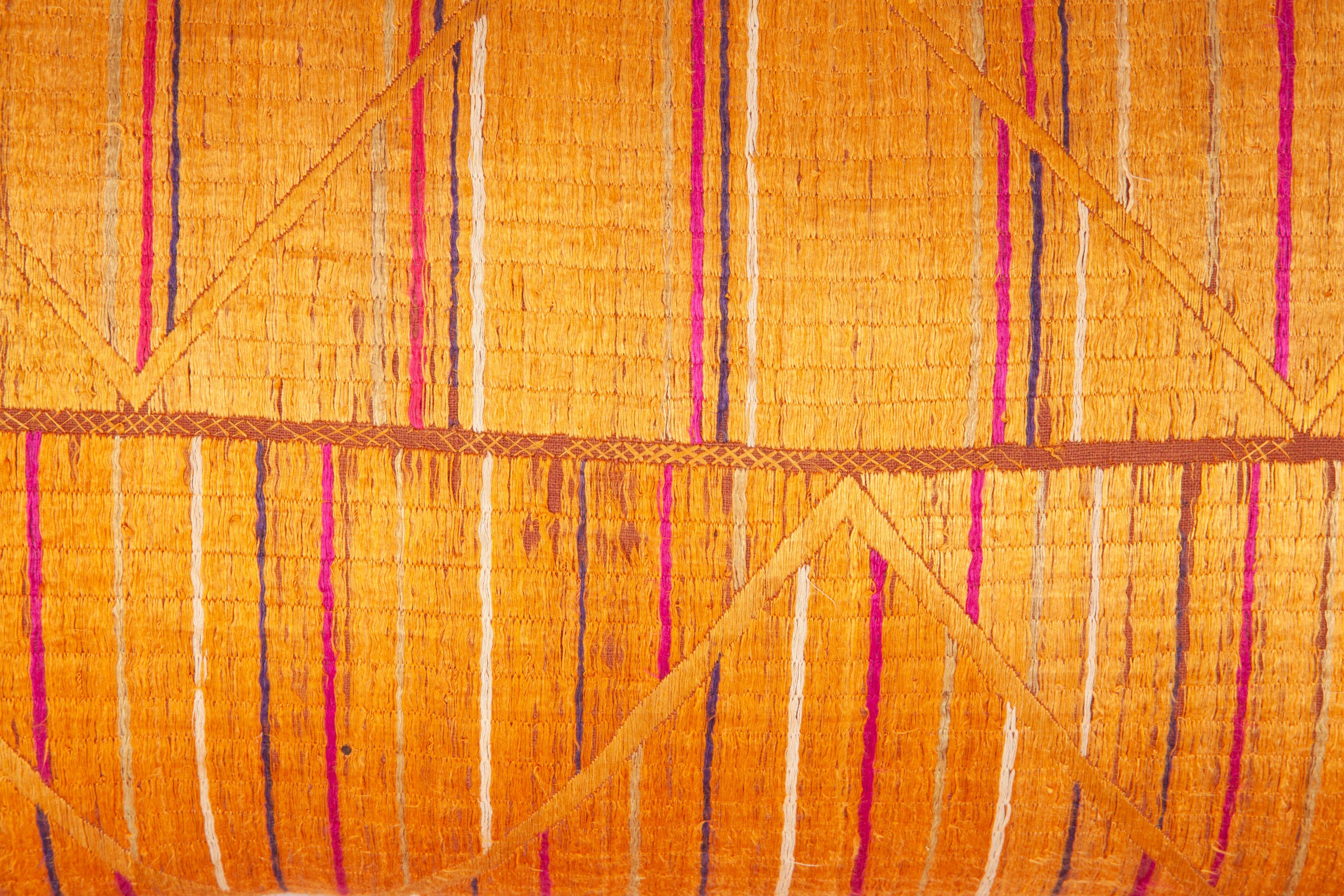 Tribal Pillow Case Fashioned from a Phulkari 'Wedding Shawl' from India, 20th Century For Sale