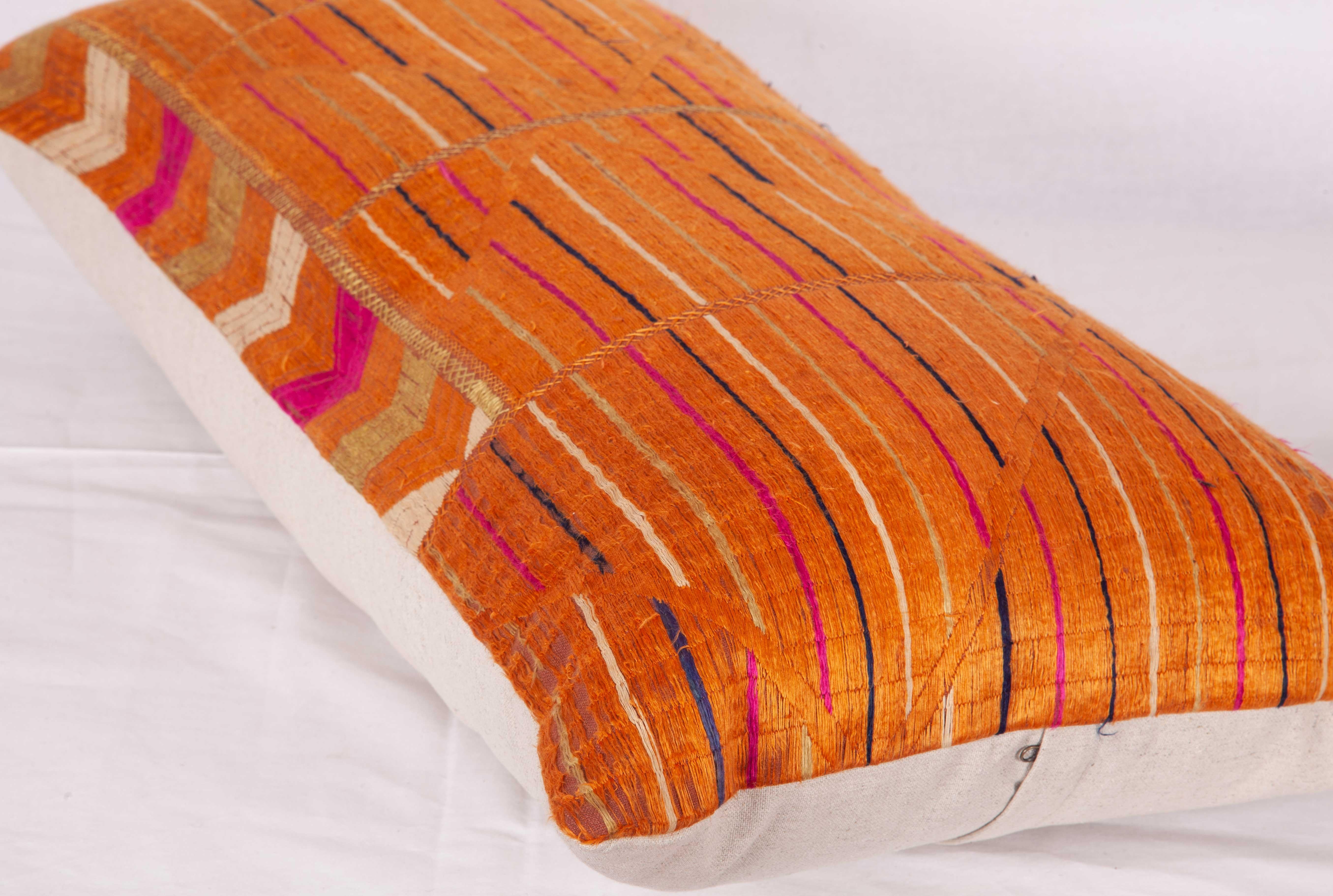 Silk Pillow Case Fashioned from a Phulkari 'Wedding Shawl' from India, 20th Century For Sale