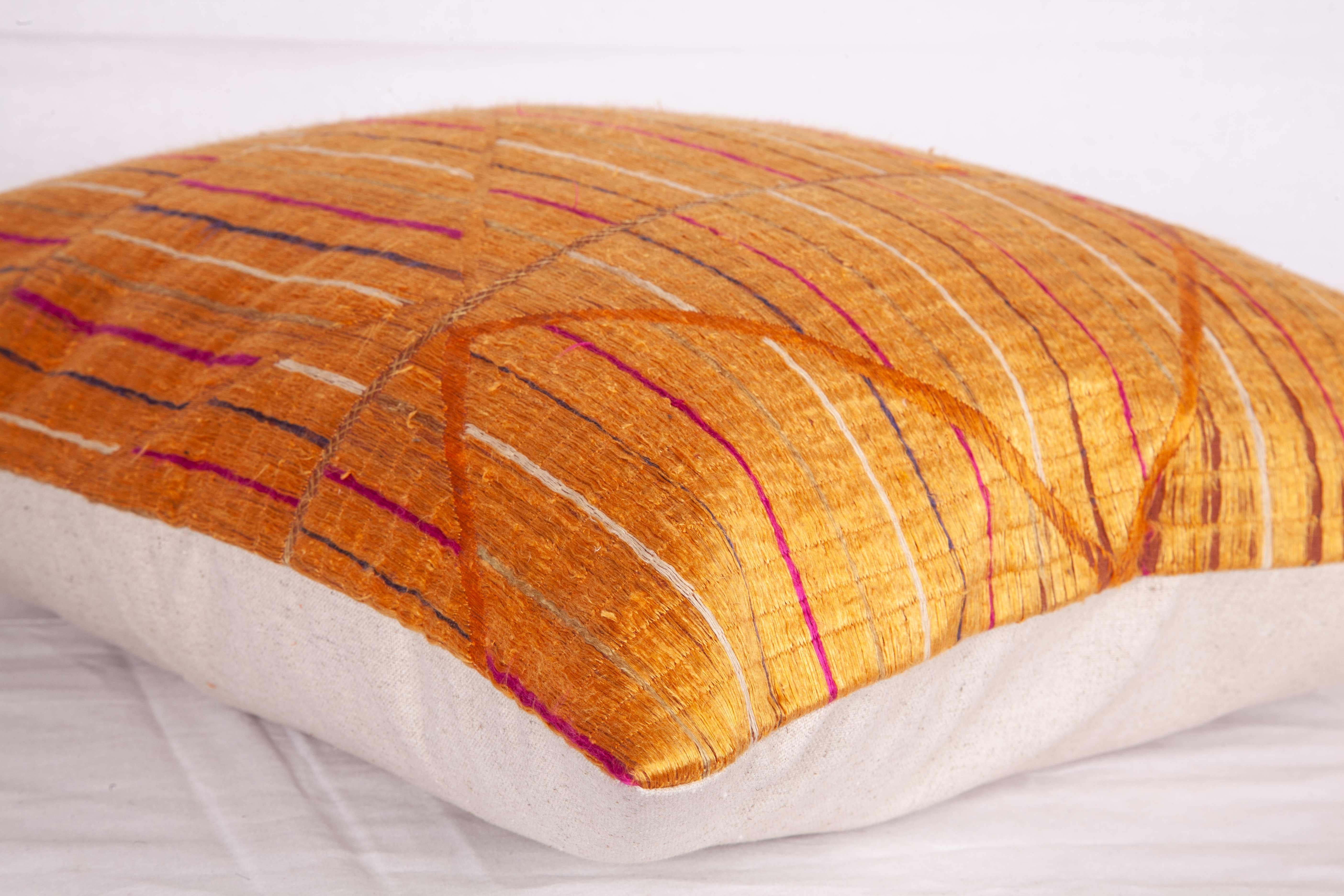 Silk Pillow Case Fashioned from a Phulkari 'Wedding Shawl' from India For Sale