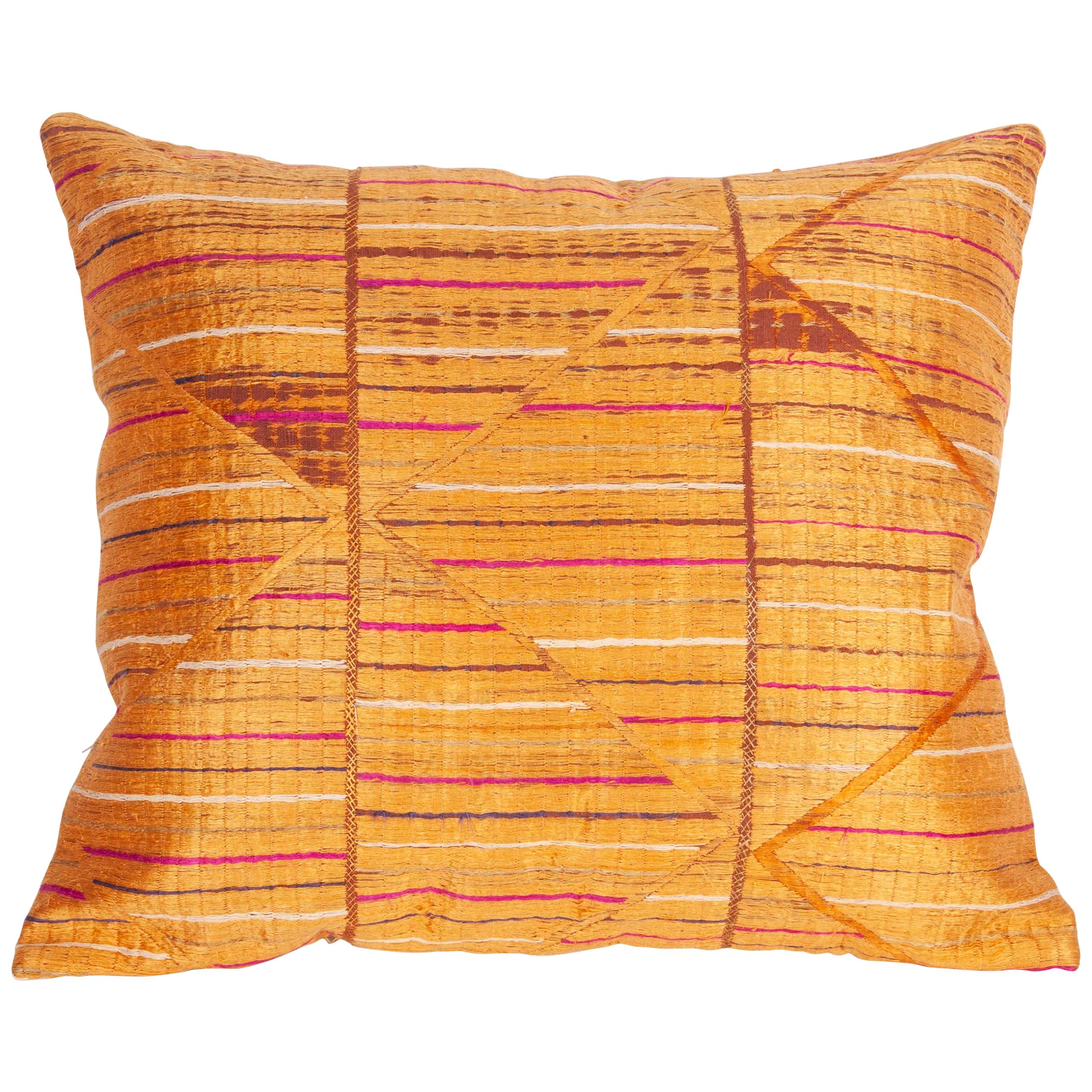 Pillow Case Fashioned from a Phulkari 'Wedding Shawl' from India For Sale