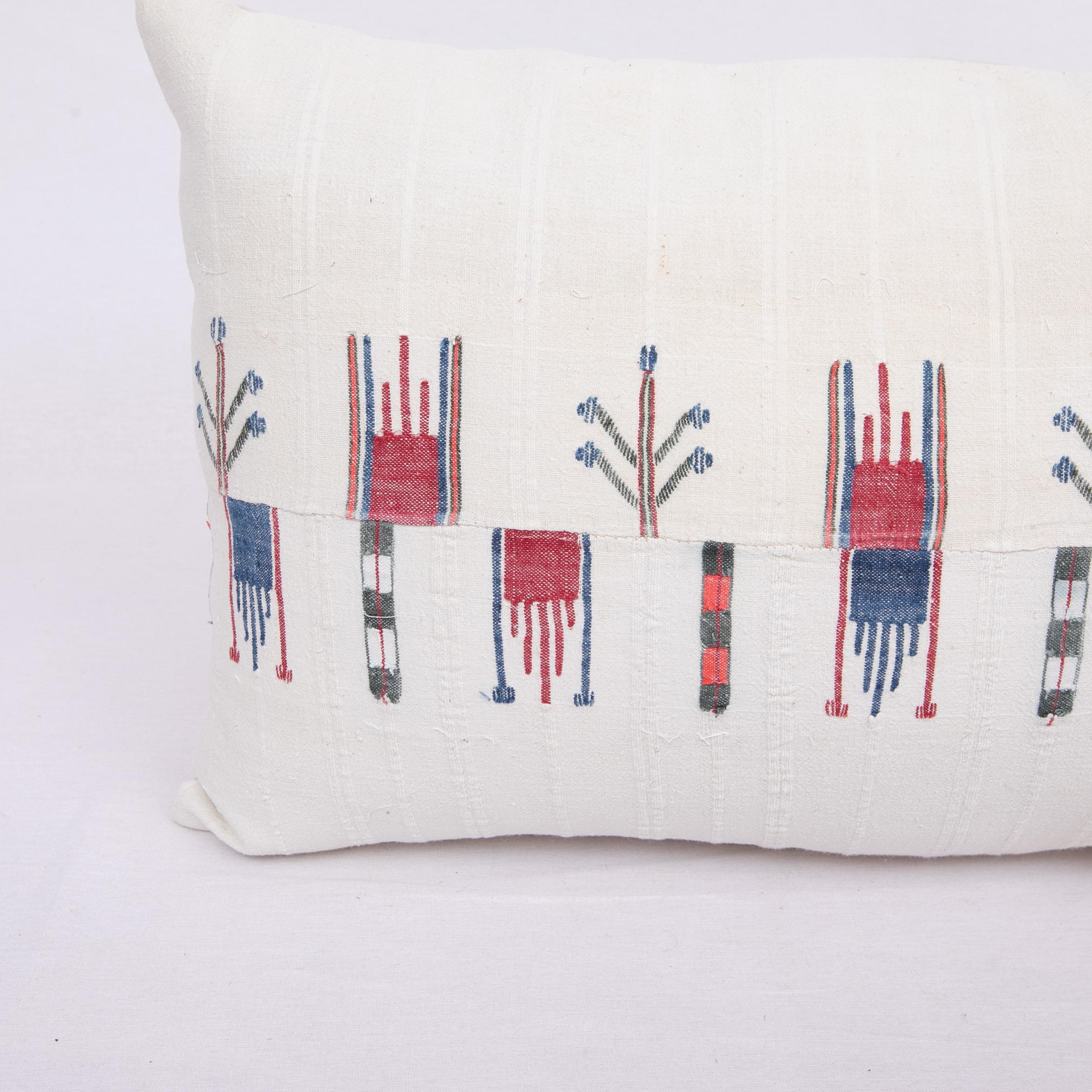 Rustic Pillow Case Fashioned from a Vintage Bulgarian Textile, 1960s