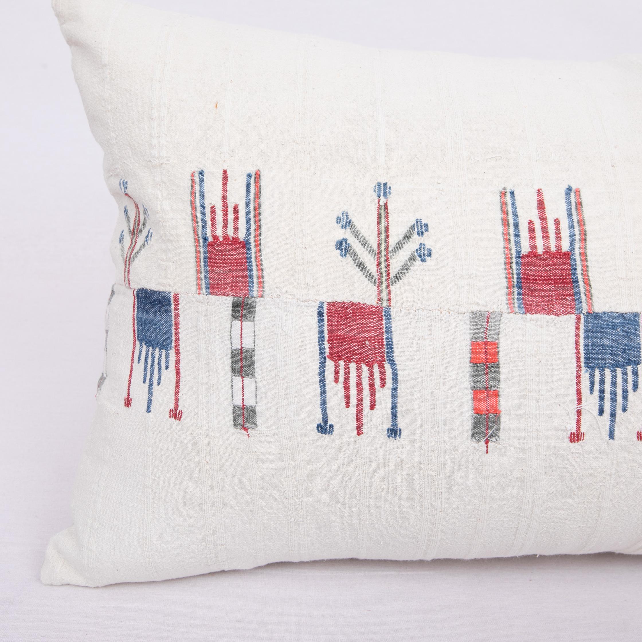 Rustic Pillow Case Fashioned from a Vintage Bulgarian Textile, 1960s