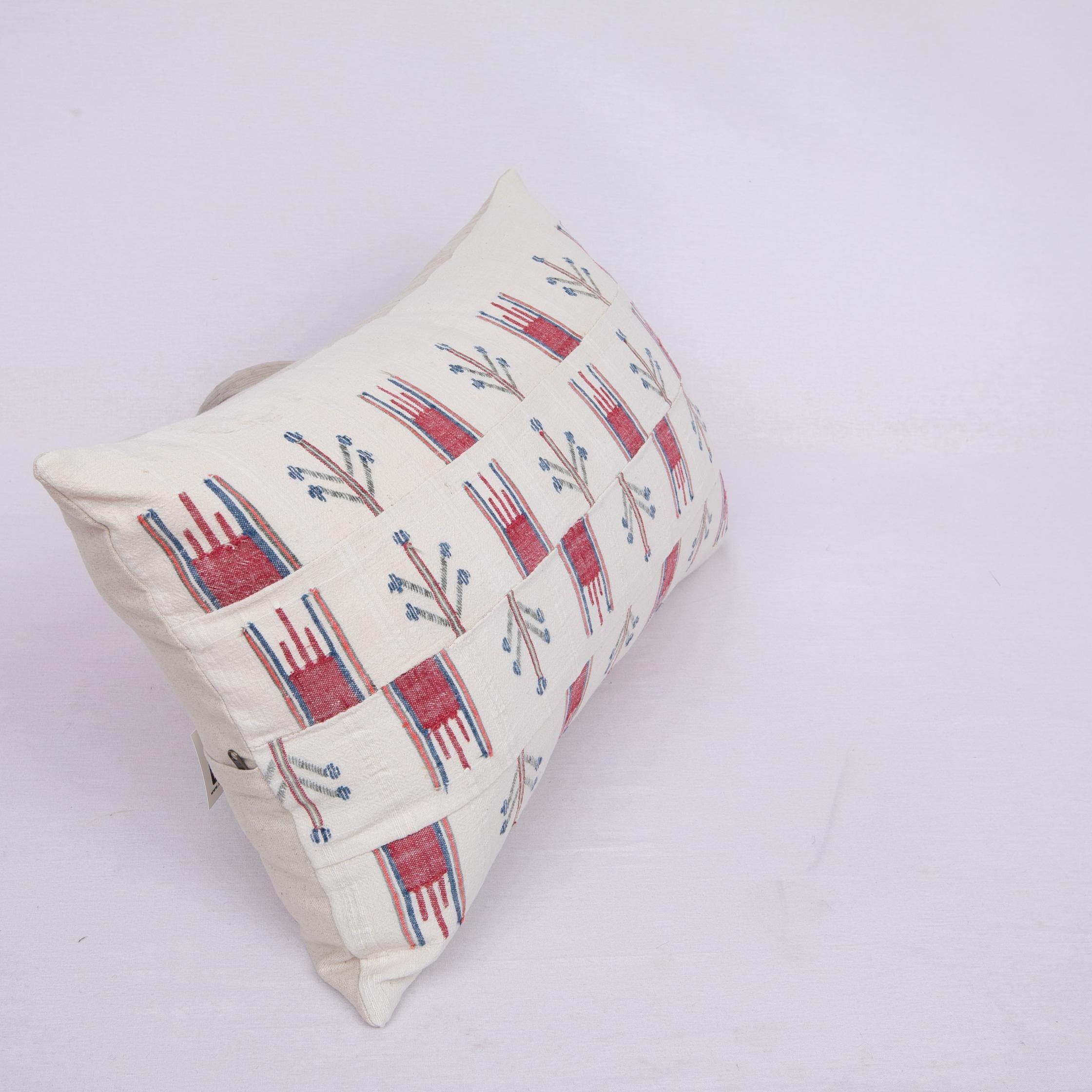 Cotton Pillow Case Fashioned from a Vintage Bulgarian Textile, 1960s