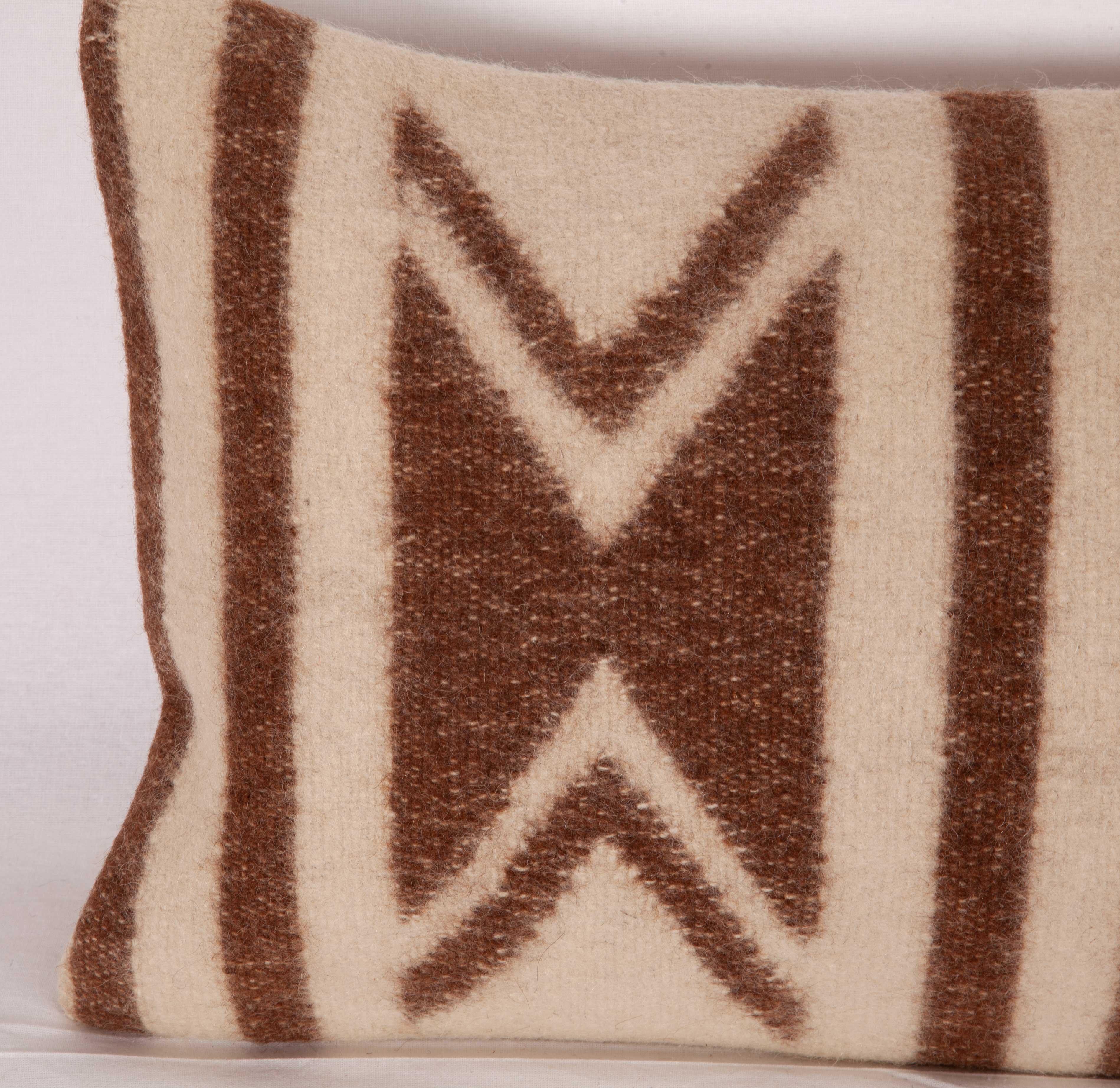 Kilim Pillow Case Fashioned from a vintage Pomak Felted Blanket, Mid-20th Century