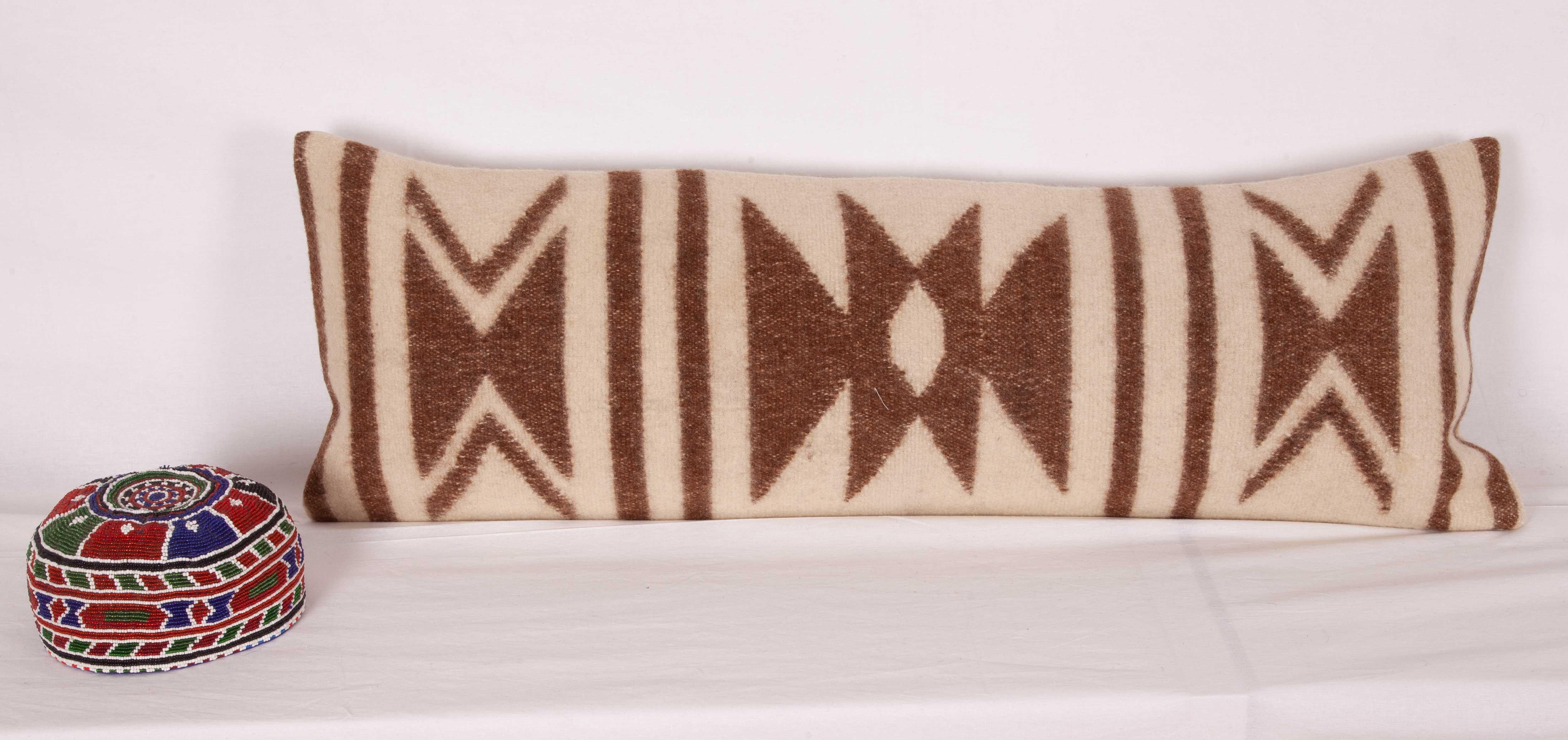 Hand-Woven Pillow Case Fashioned from a vintage Pomak Felted Blanket, Mid-20th Century