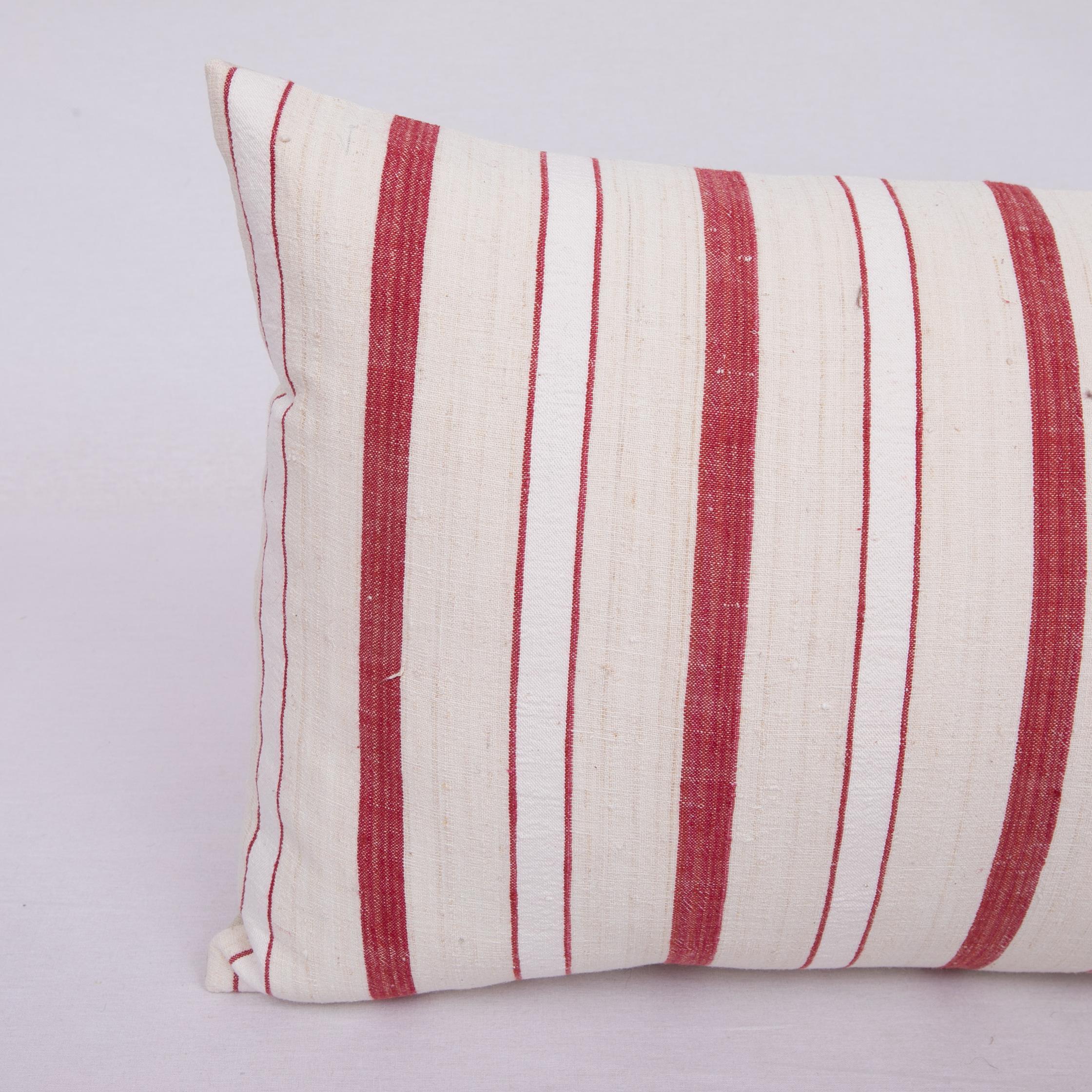 Rustic Pillow Case Fashioned from an Anatolian Vintage Cotton Fabric, 1960s For Sale