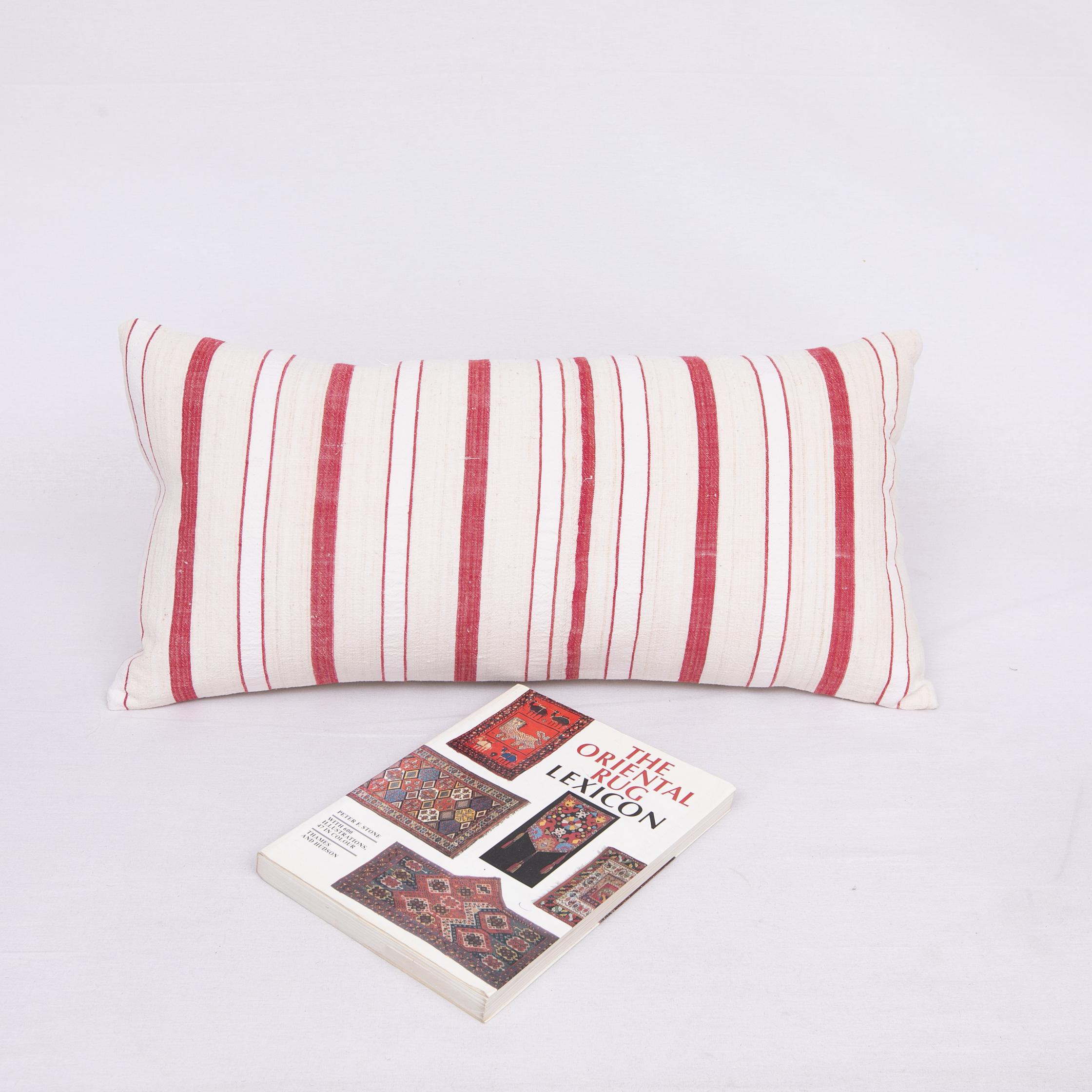 Hand-Woven Pillow Case Fashioned from an Anatolian Vintage Cotton Fabric, 1960s