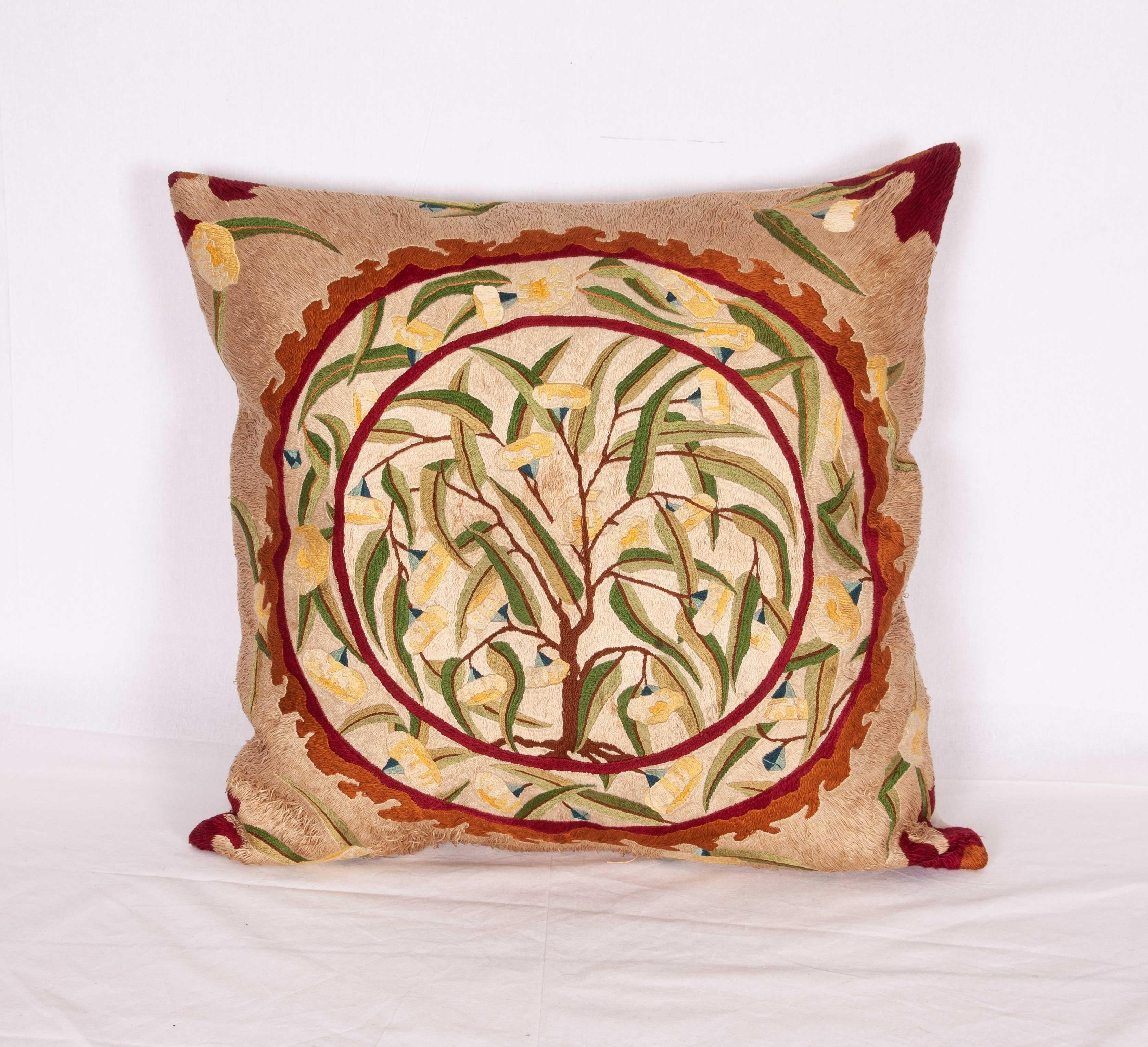 Suzani Pillow Case Fashioned from an Early 20th Century European Embroidery