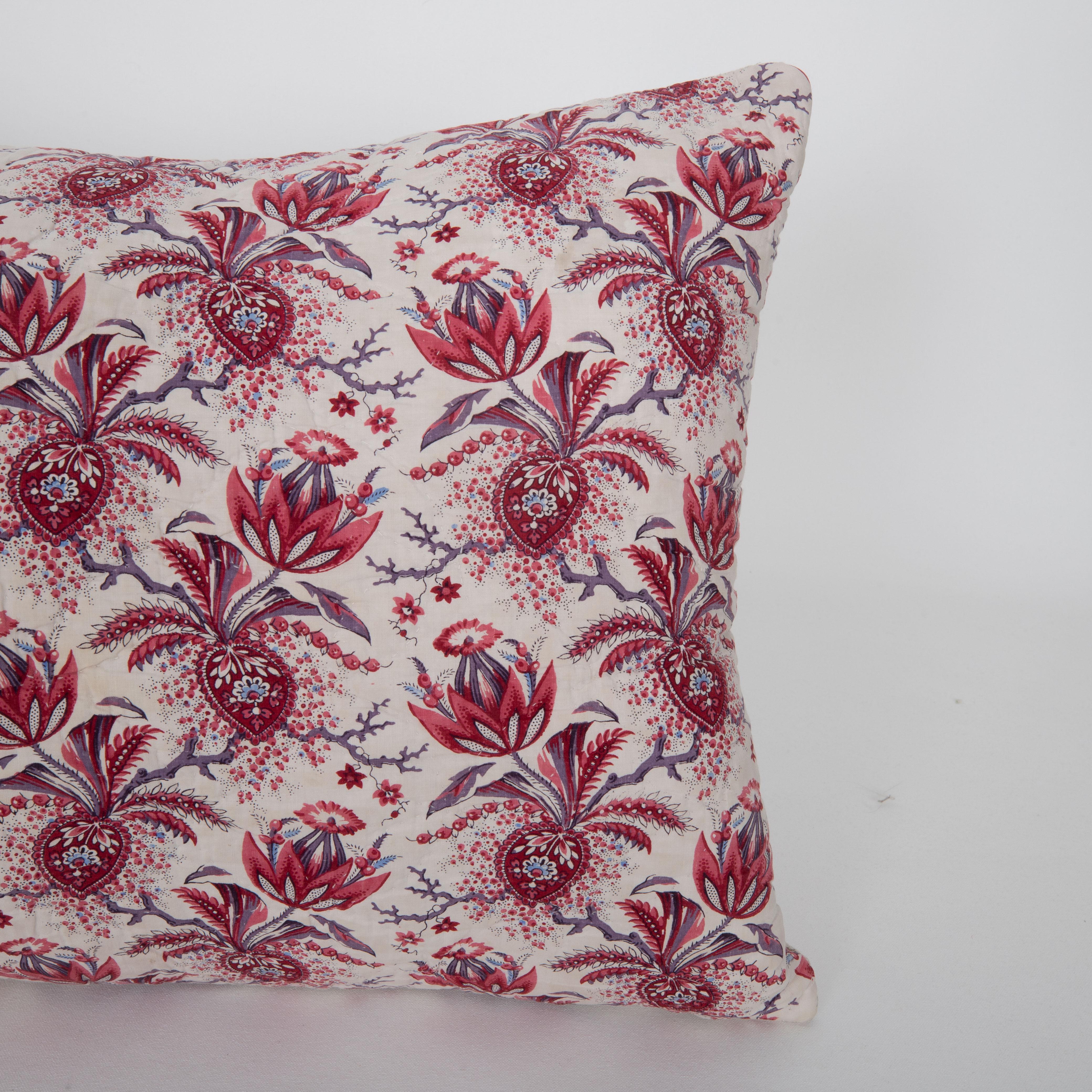 19th Century Pillow Case Made From 19th C.  French Quilt Fragment For Sale