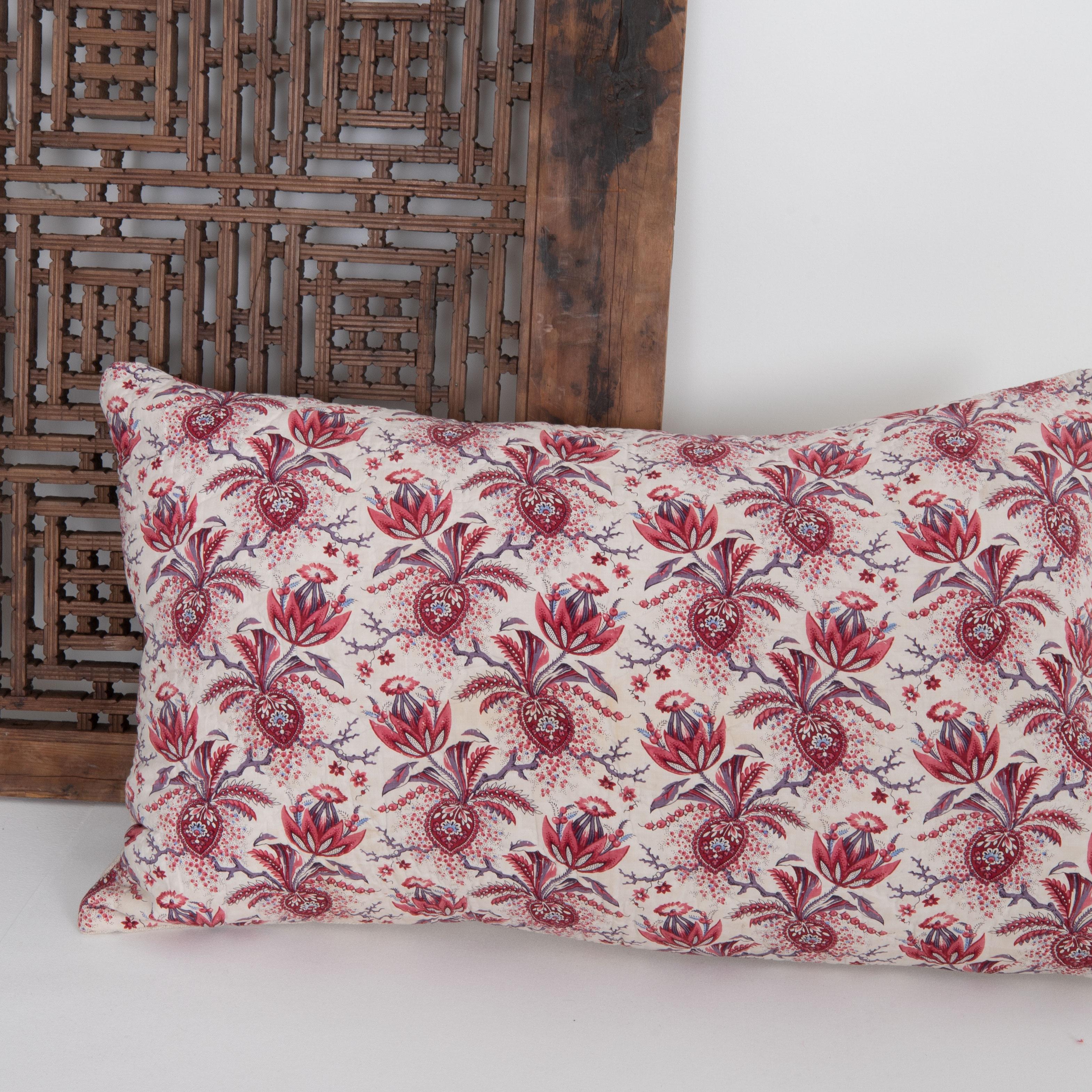 Cotton Pillow Case Made From 19th C.  French Quilt Fragment For Sale
