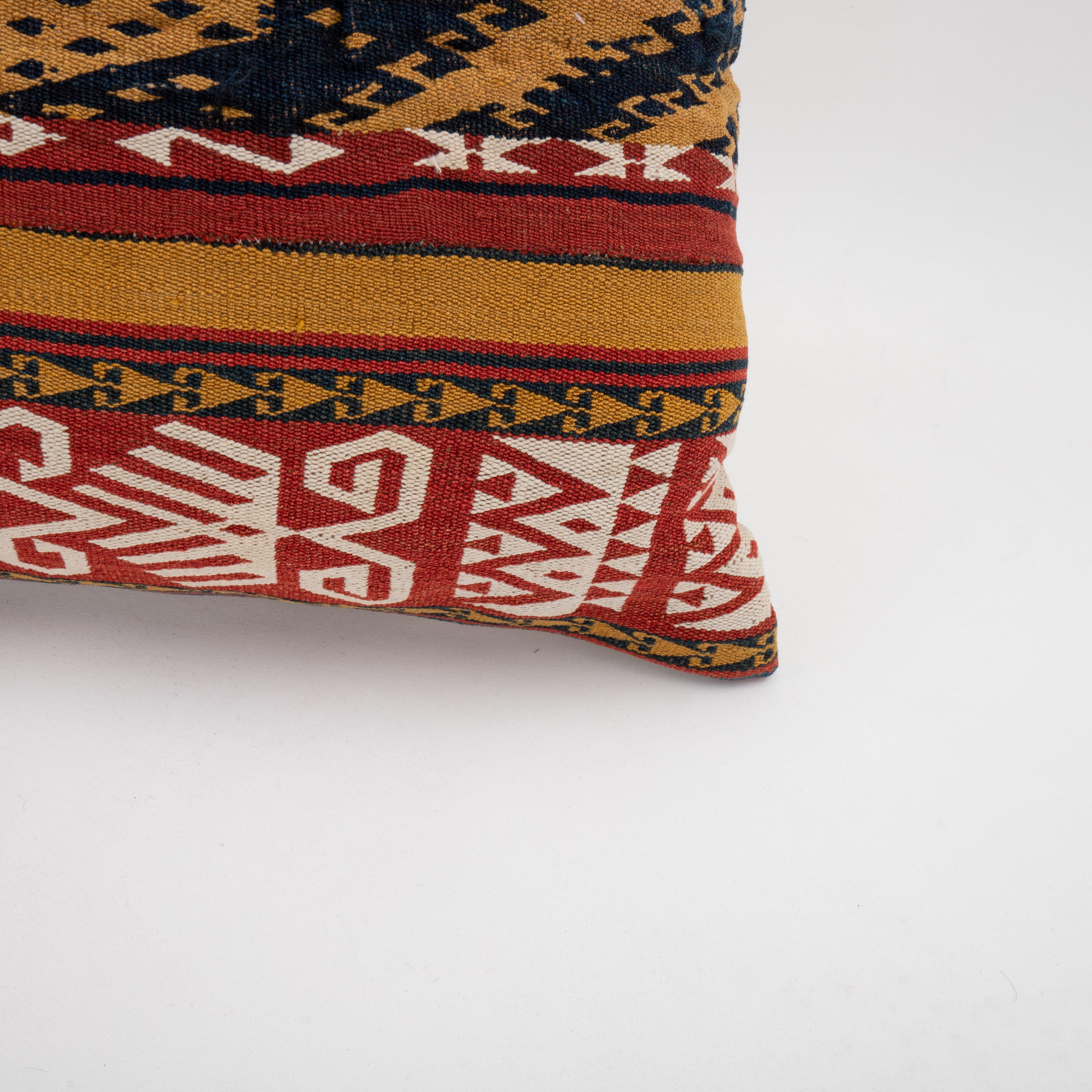 Pillow Case Made from a 19th C. Uzbek Gudjeri Kilim In Good Condition For Sale In Istanbul, TR