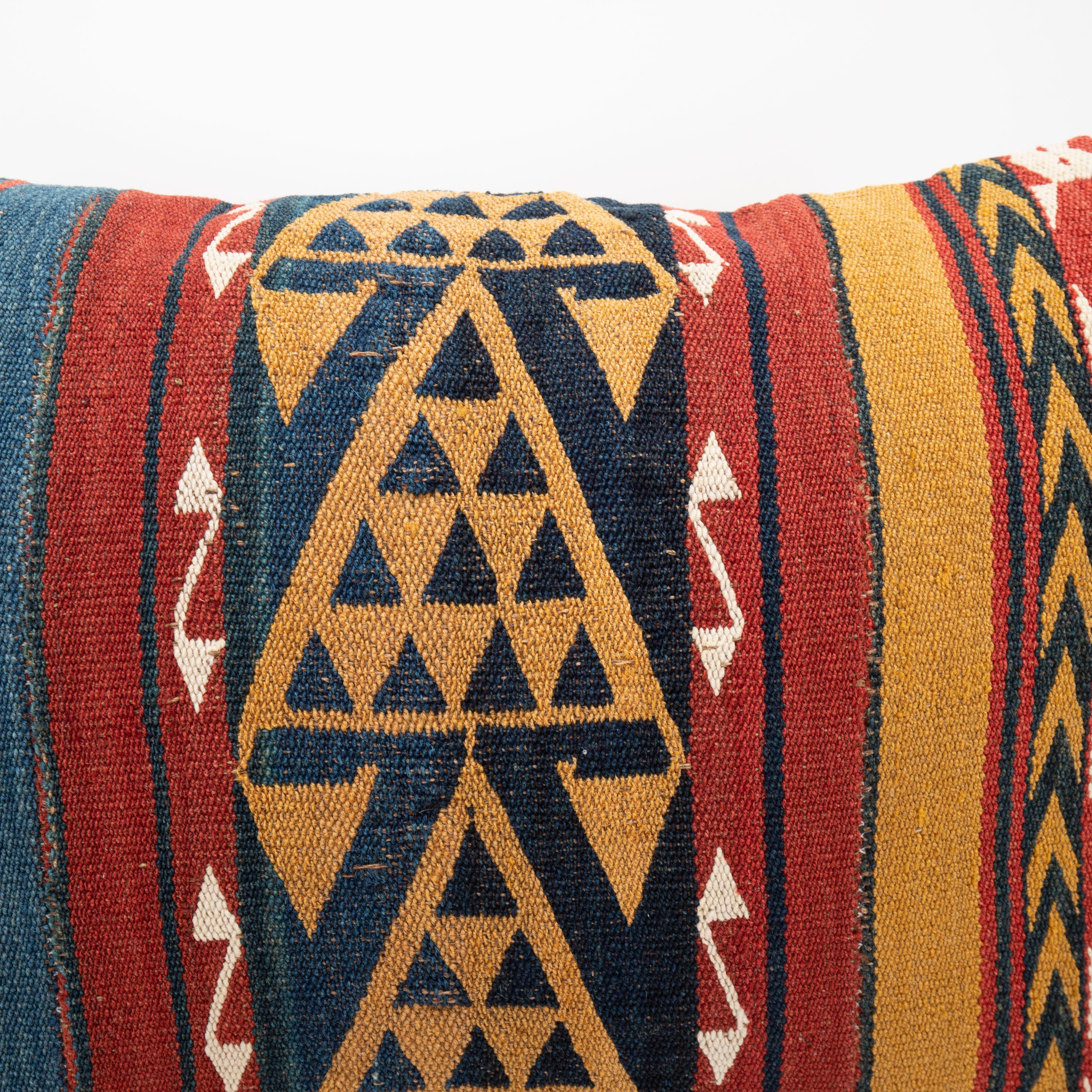 19th Century Pillow Case Made from a 19th C. Uzbek Gudjeri Kilim For Sale