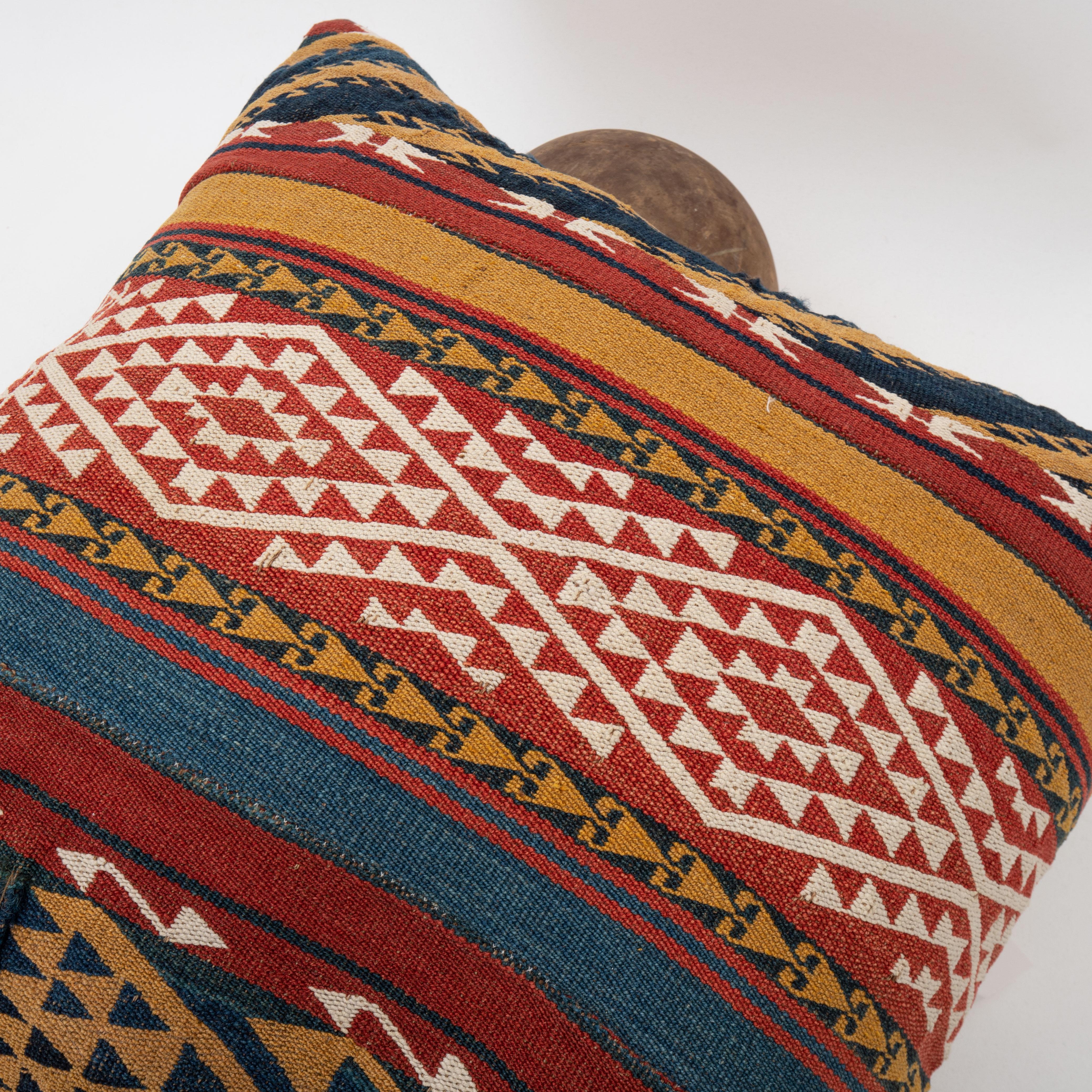 19th Century Pillow Case Made from a 19th C. Uzbek Gudjeri Kilim For Sale