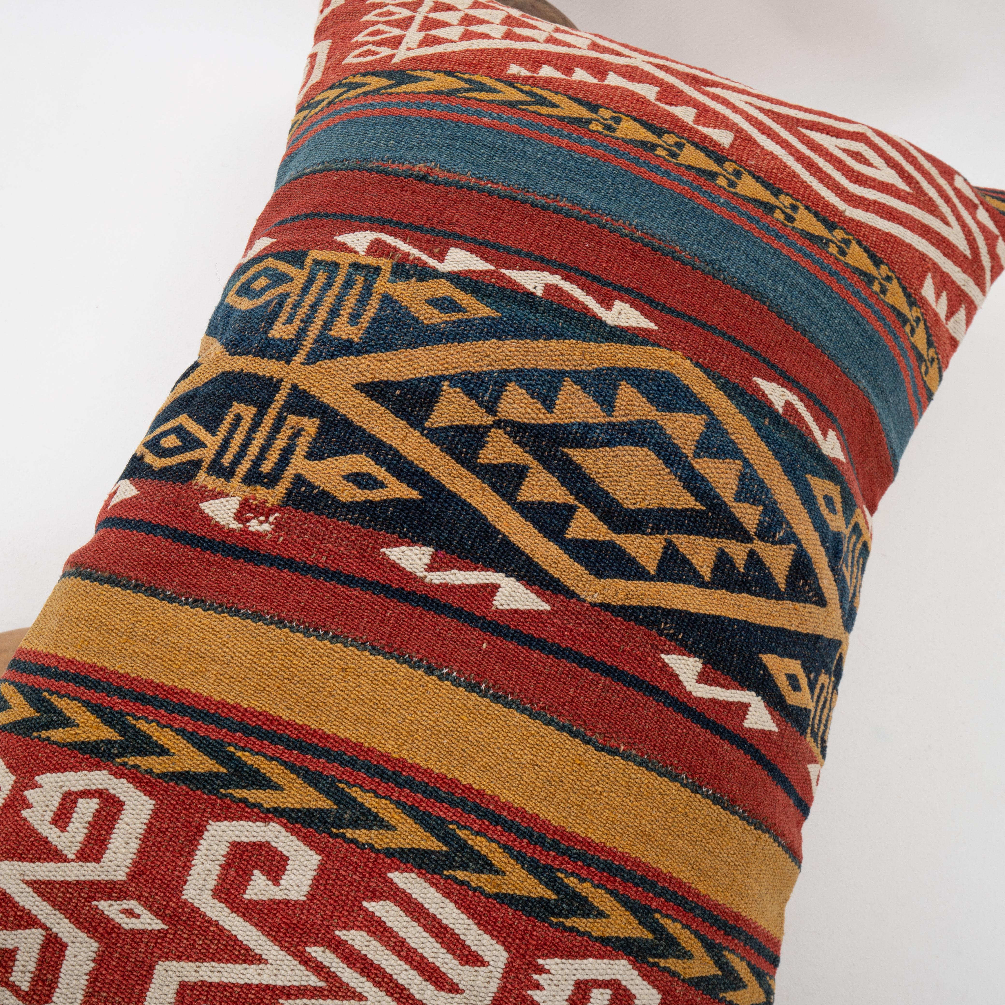 19th Century Pillow Case Made from a 19th C. Uzbek Gudjeri Kilim For Sale