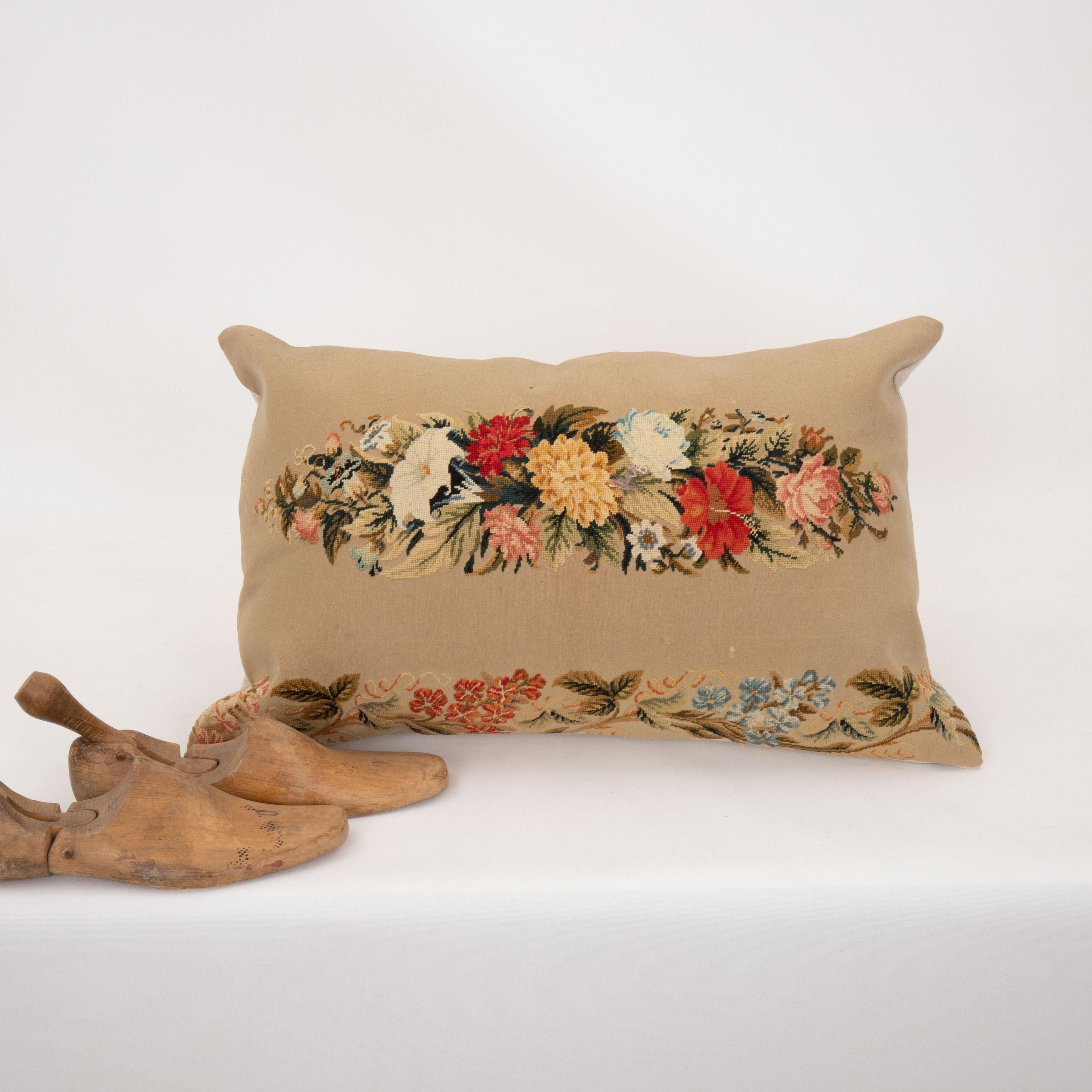 Embroidered Pillow Case Made from a European Embroidery, E 20th C. For Sale