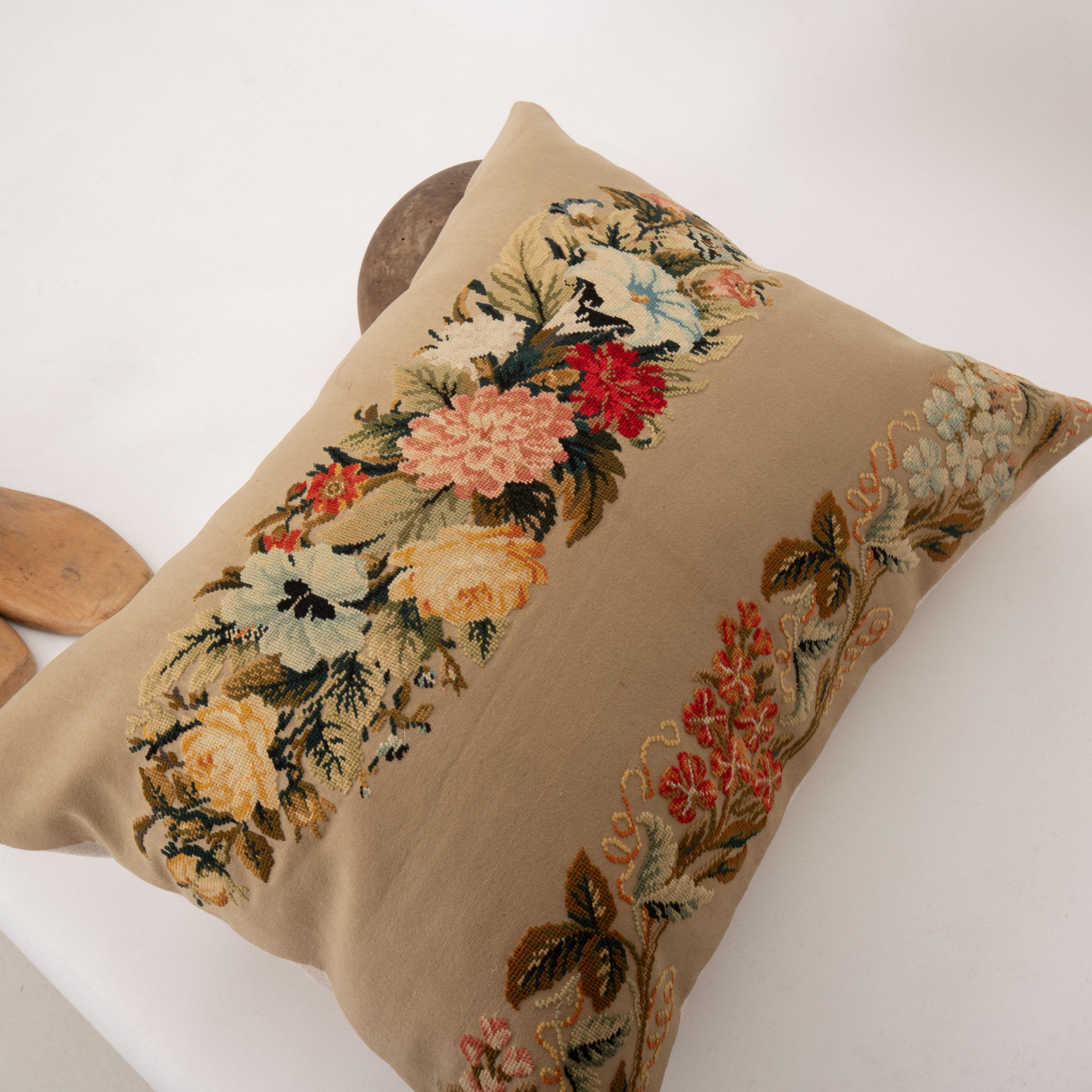 20th Century Pillow Case Made from a European Embroidery, E 20th C. For Sale
