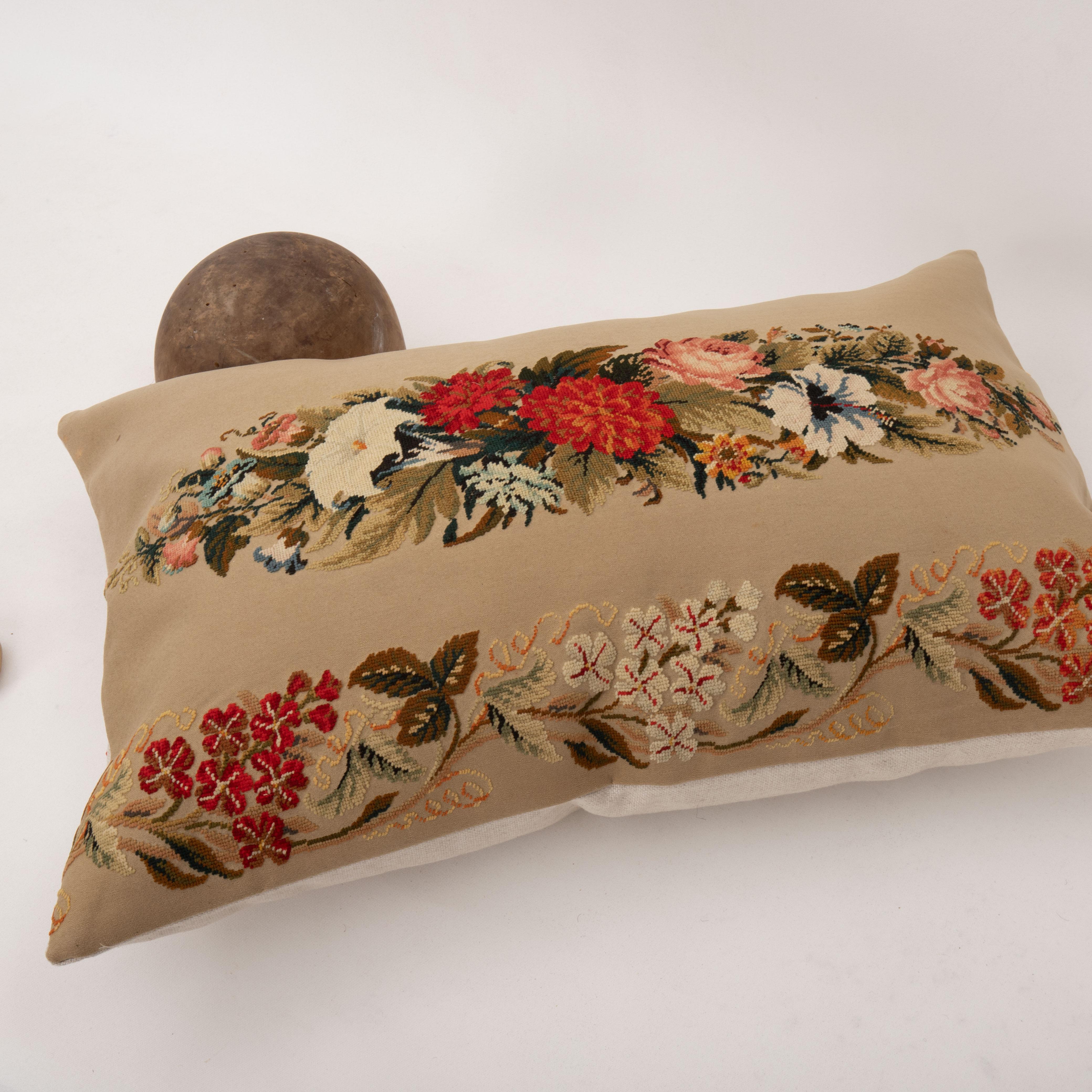 Pillow Case Made from a European Embroidery, E 20th C. For Sale 1