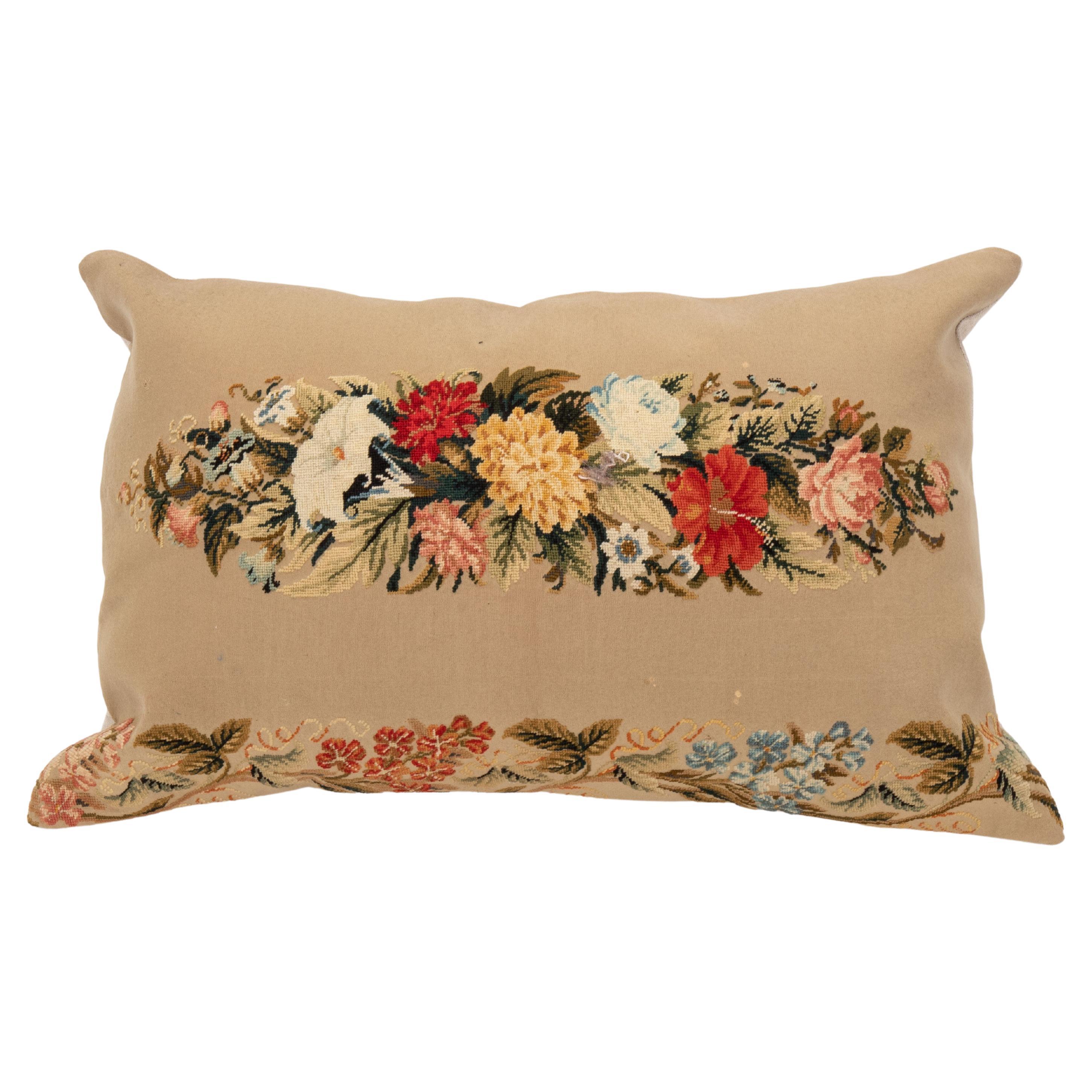 Pillow Case Made from a European Embroidery, E 20th C. For Sale