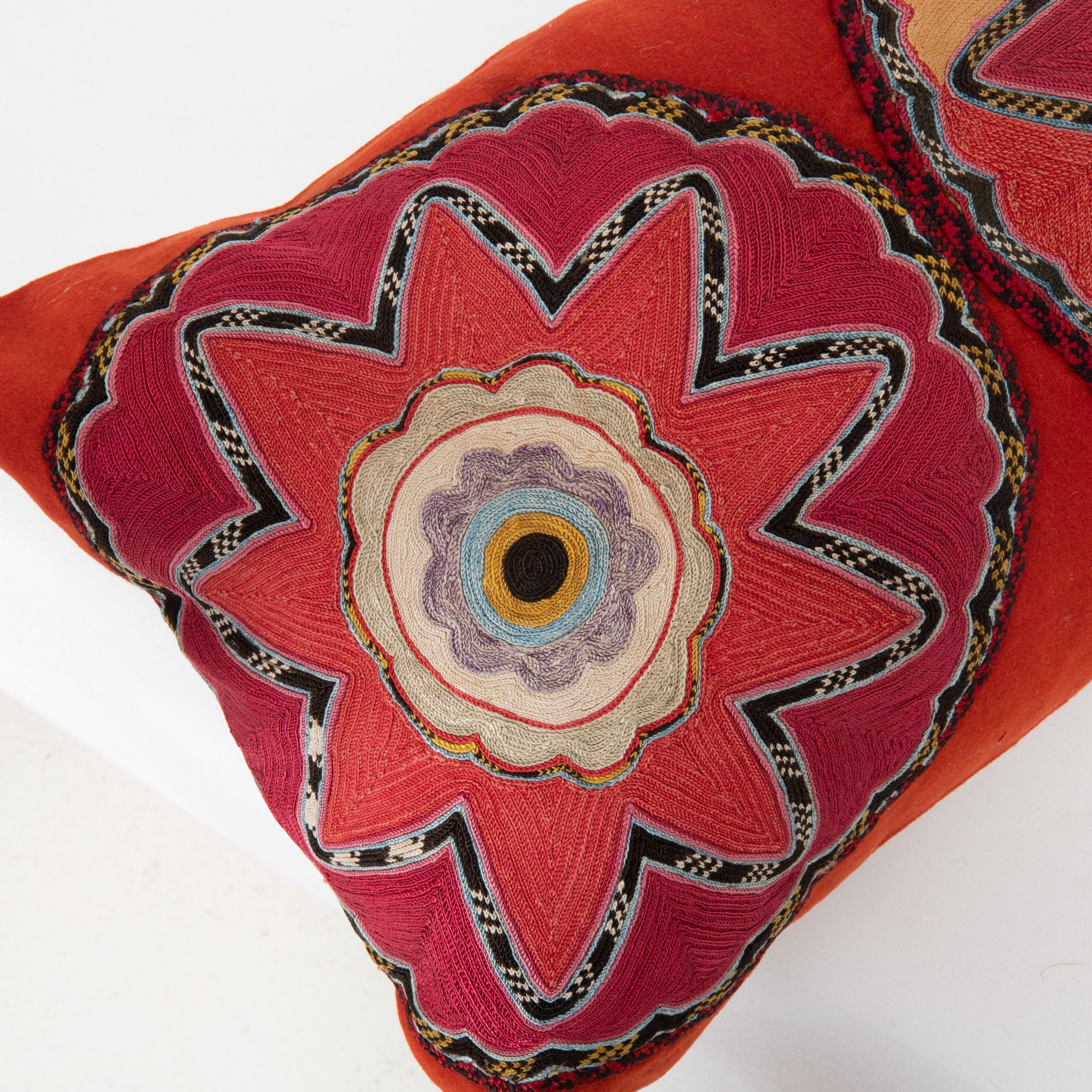19th Century Pillow Case Made From a L 19th C. Uzbek Lakai Appliqued Panel For Sale
