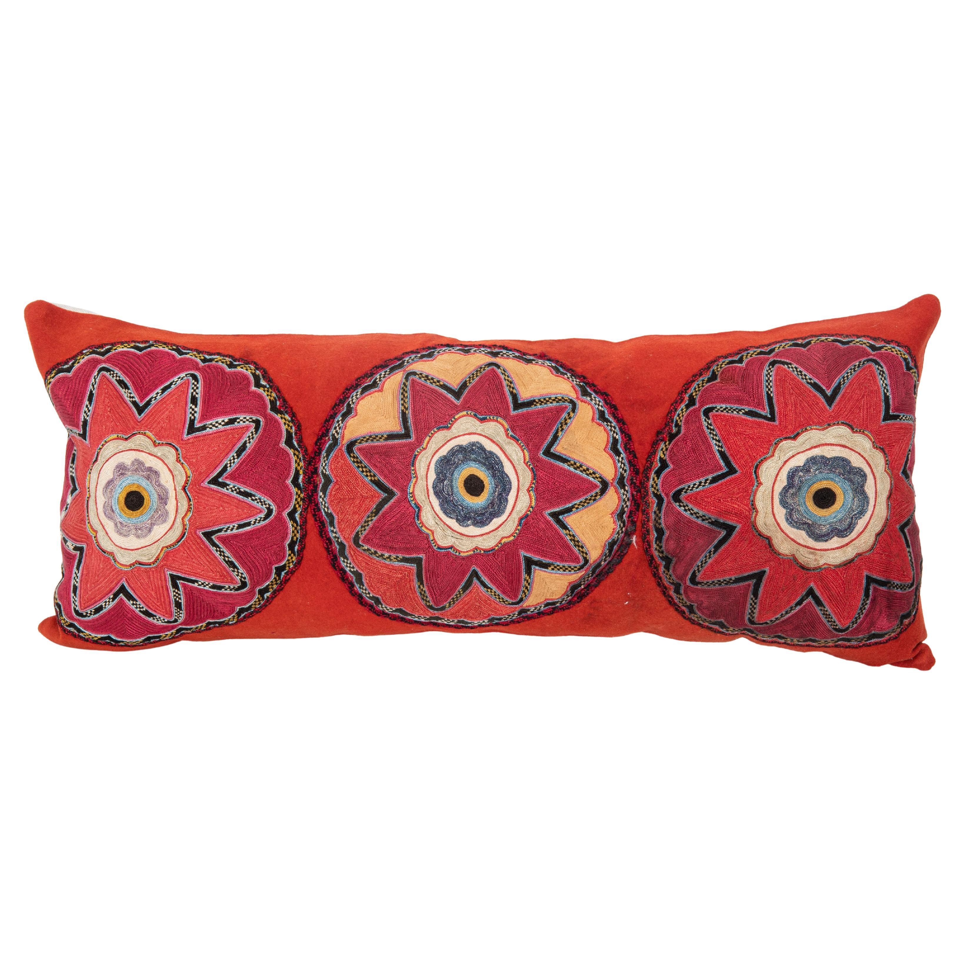 Pillow Case Made From a L 19th C. Uzbek Lakai Appliqued Panel For Sale