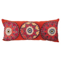 Antique Pillow Case Made From a L 19th C. Uzbek Lakai Appliqued Panel