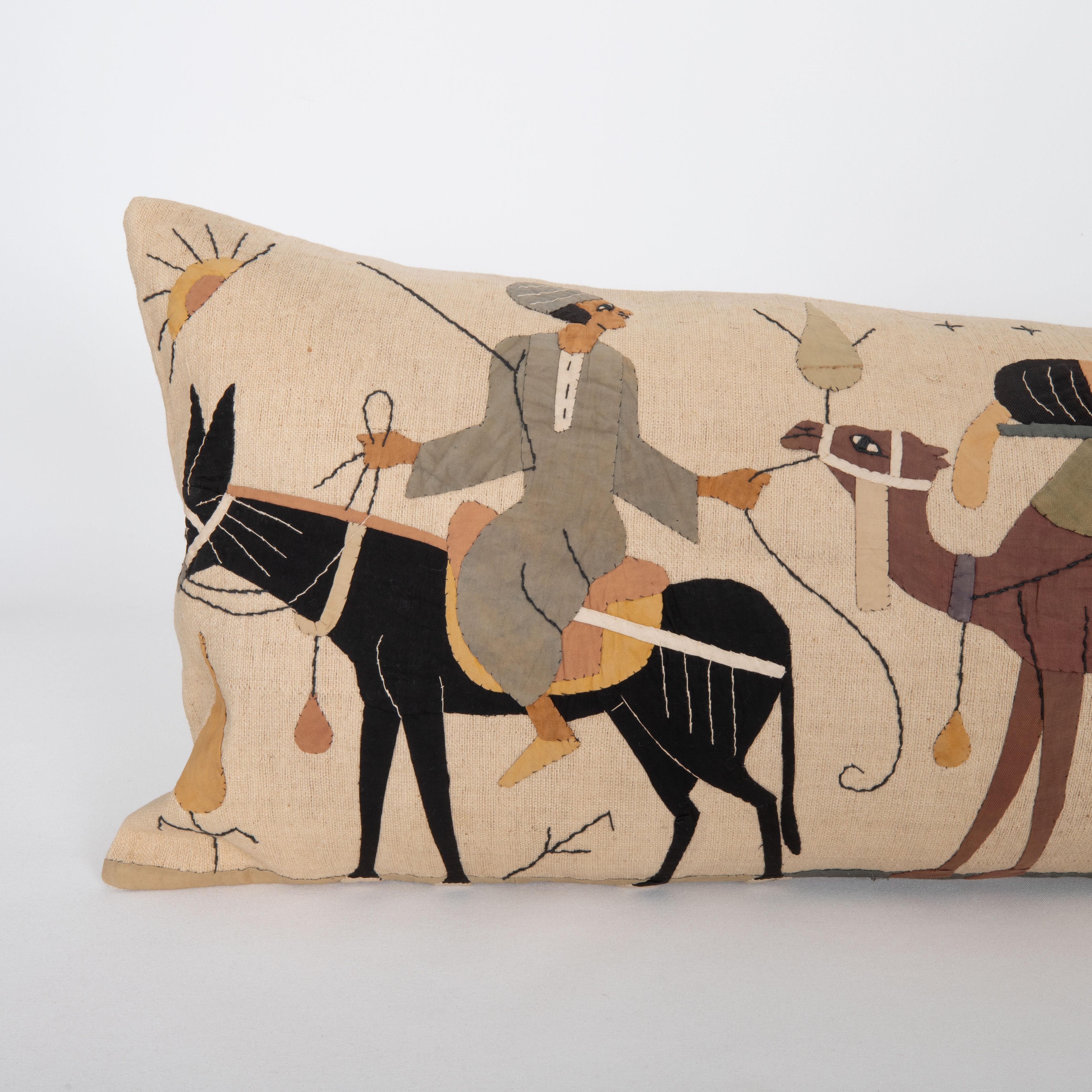 Egyptian Pillow Case Made From a Mid 20th C. Egyption Khayamiya Panel For Sale