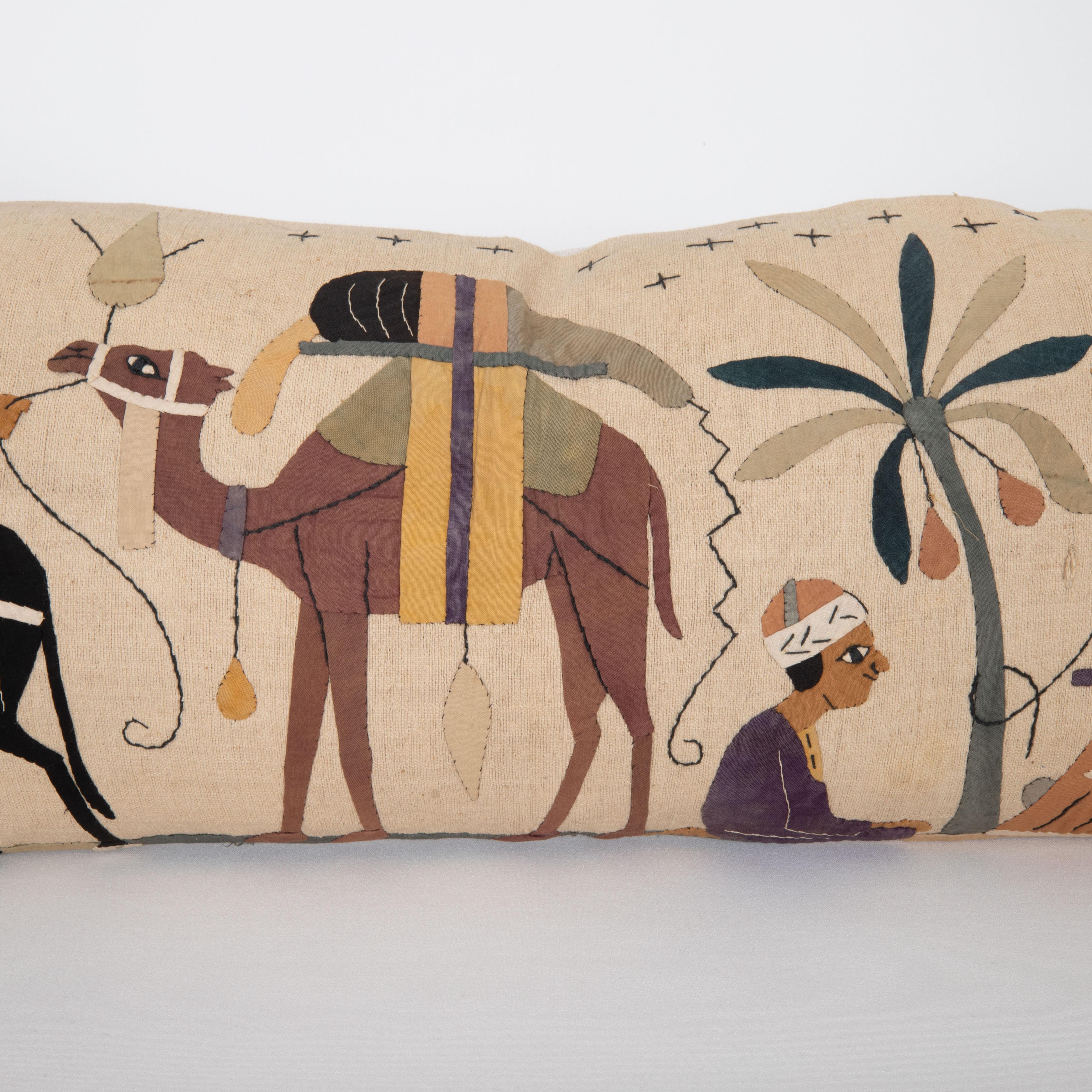 Appliqué Pillow Case Made From a Mid 20th C. Egyption Khayamiya Panel For Sale