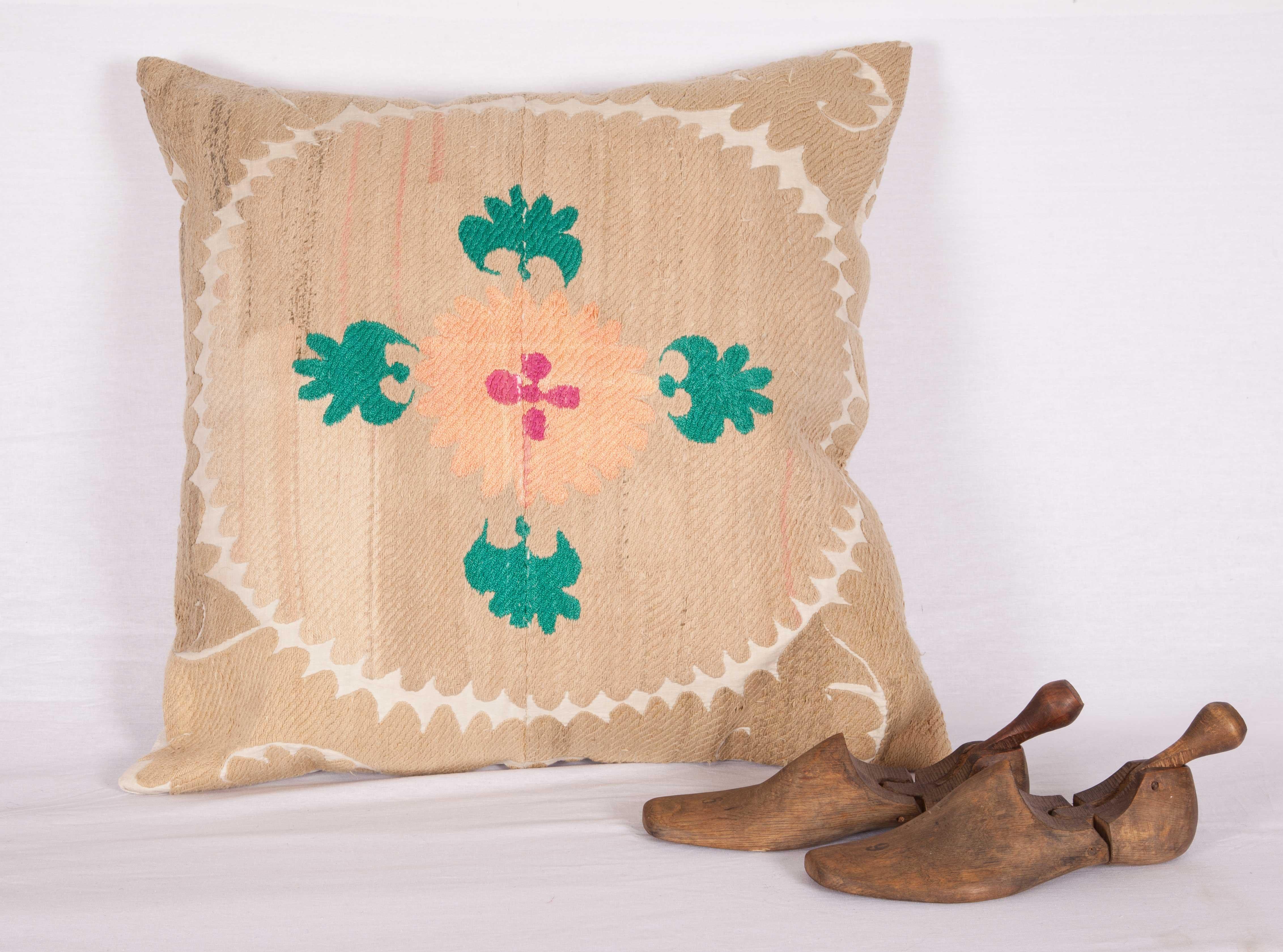 Cotton Pillow Case Made from a Mid-20th Century Suzani from Amarkand Uzbekistan