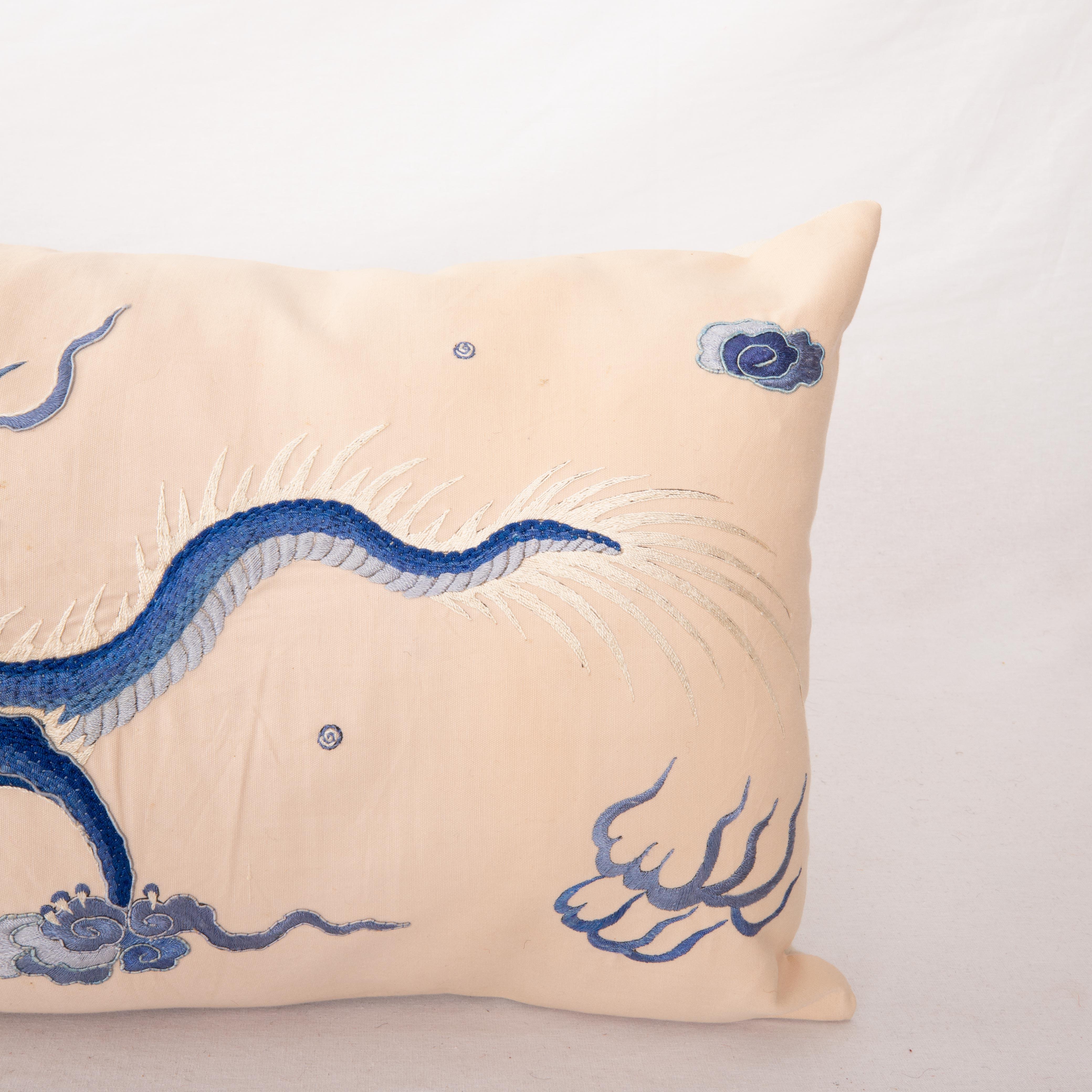 Embroidered Pillow Case Made from a Vintage Asian Embroidery, Mid-20th Century