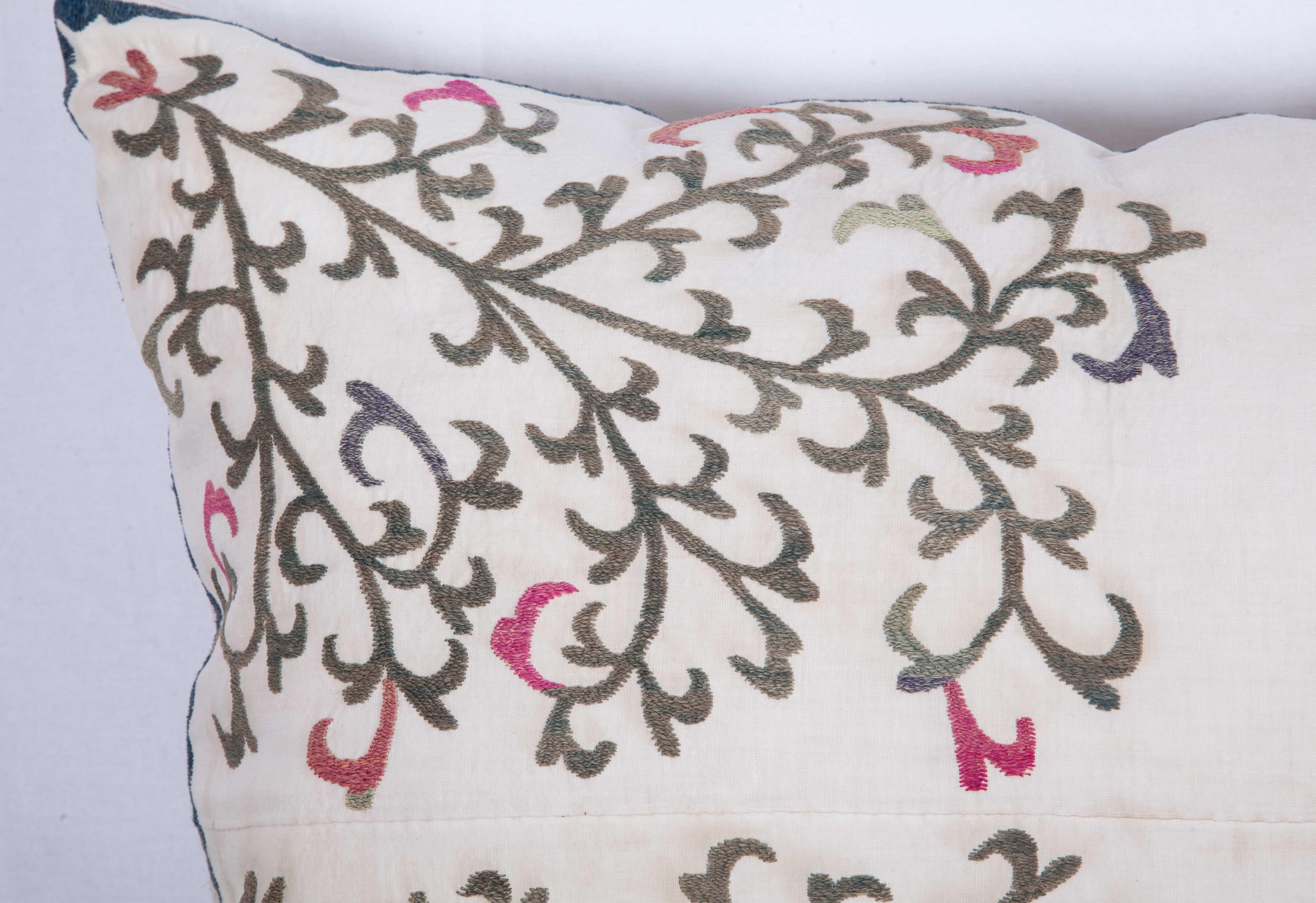 Embroidered Pillow Case Made from a Vintage Suzani, Uzbekistan, Mid-20th Century For Sale