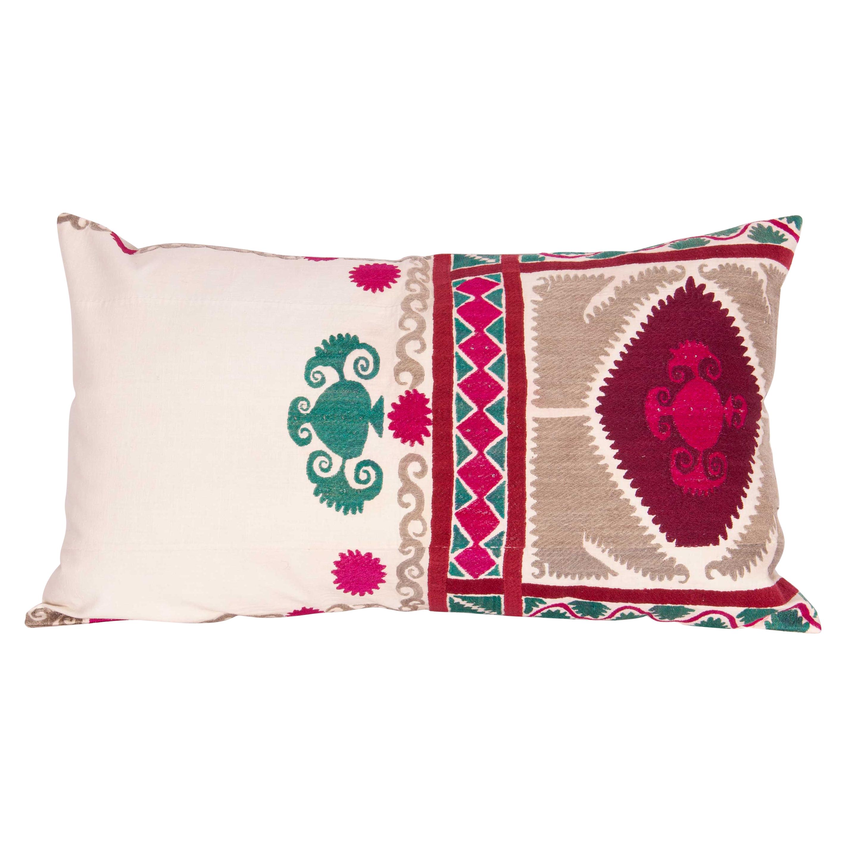 Pillow Case Made from a Vintage Suzani, Uzbekistan, Mid-20th Century For Sale