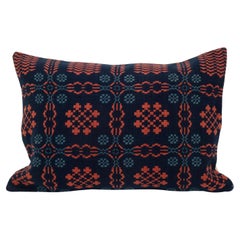 Antique Pillow Case Made from a Welsh Coverlet , 19th C.