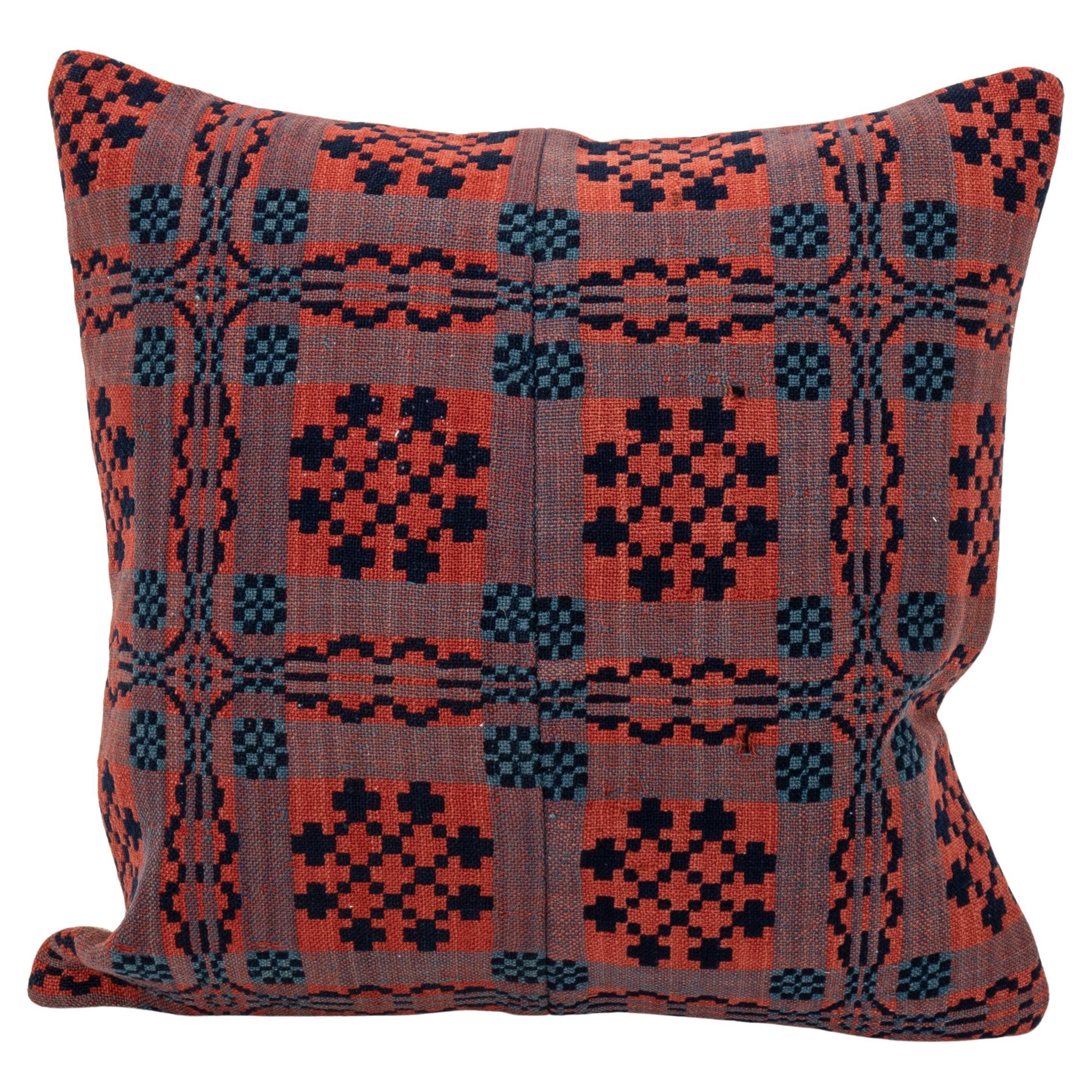 Pillow Case Made from a Welsh Coverlet , 19th C.