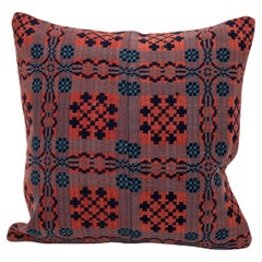 Antique Pillow Case Made from a Welsh Coverlet , 19th C.