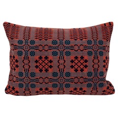 Antique Pillow Case Made from a Welsh Coverlet , 19th C.