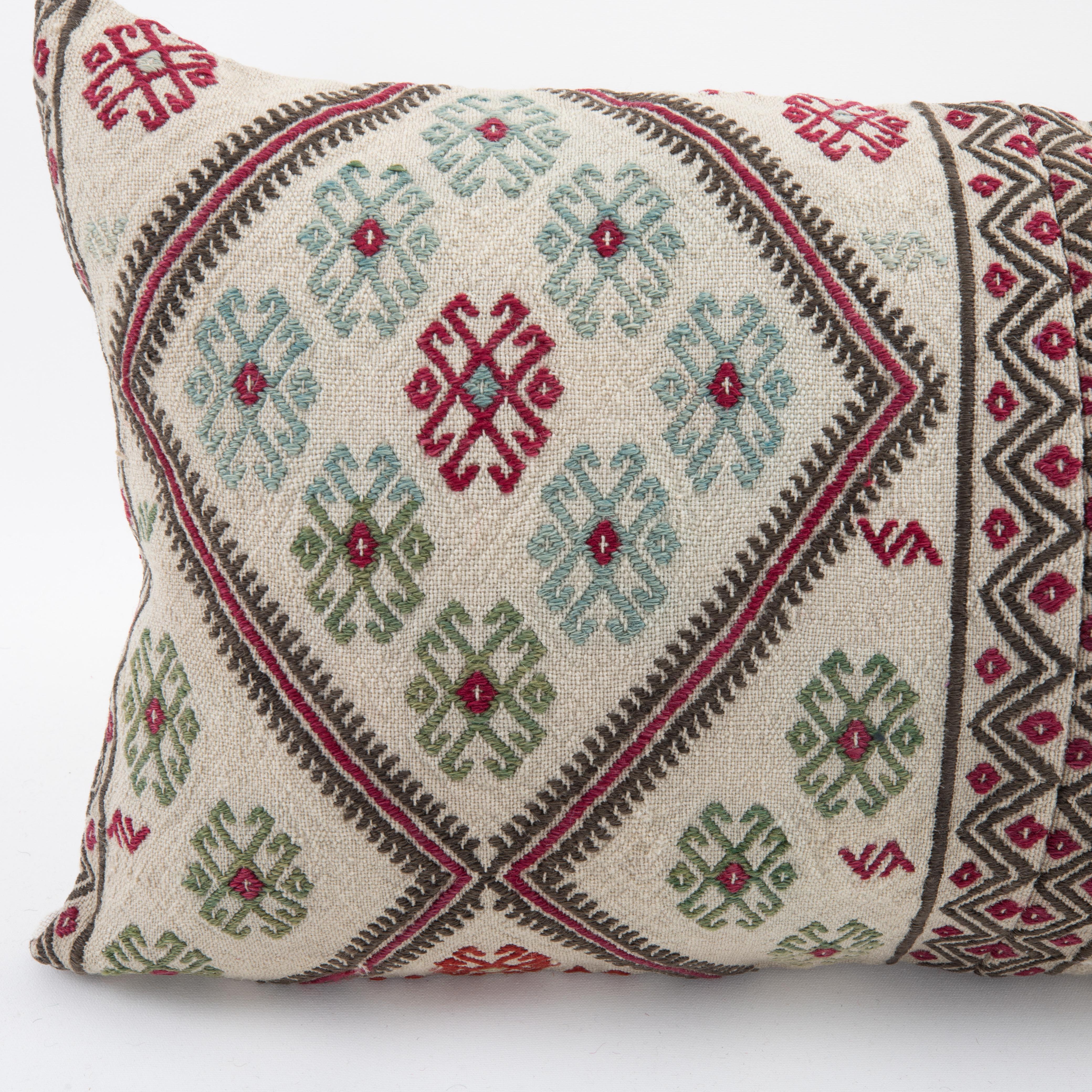 Kilim Pillow Case Made from an Antique Anatolian Cicim Rug