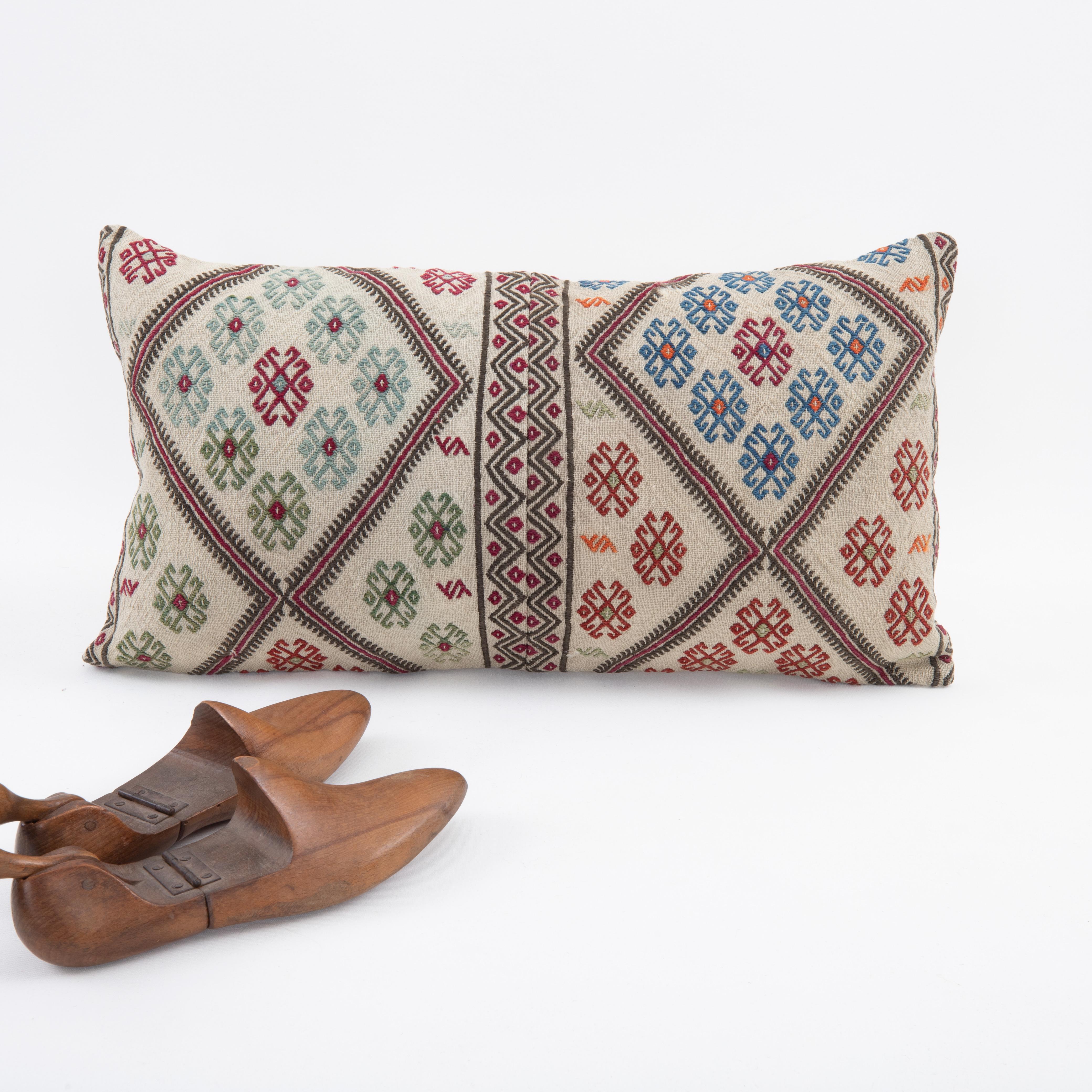 Hand-Woven Pillow Case Made from an Antique Anatolian Cicim Rug