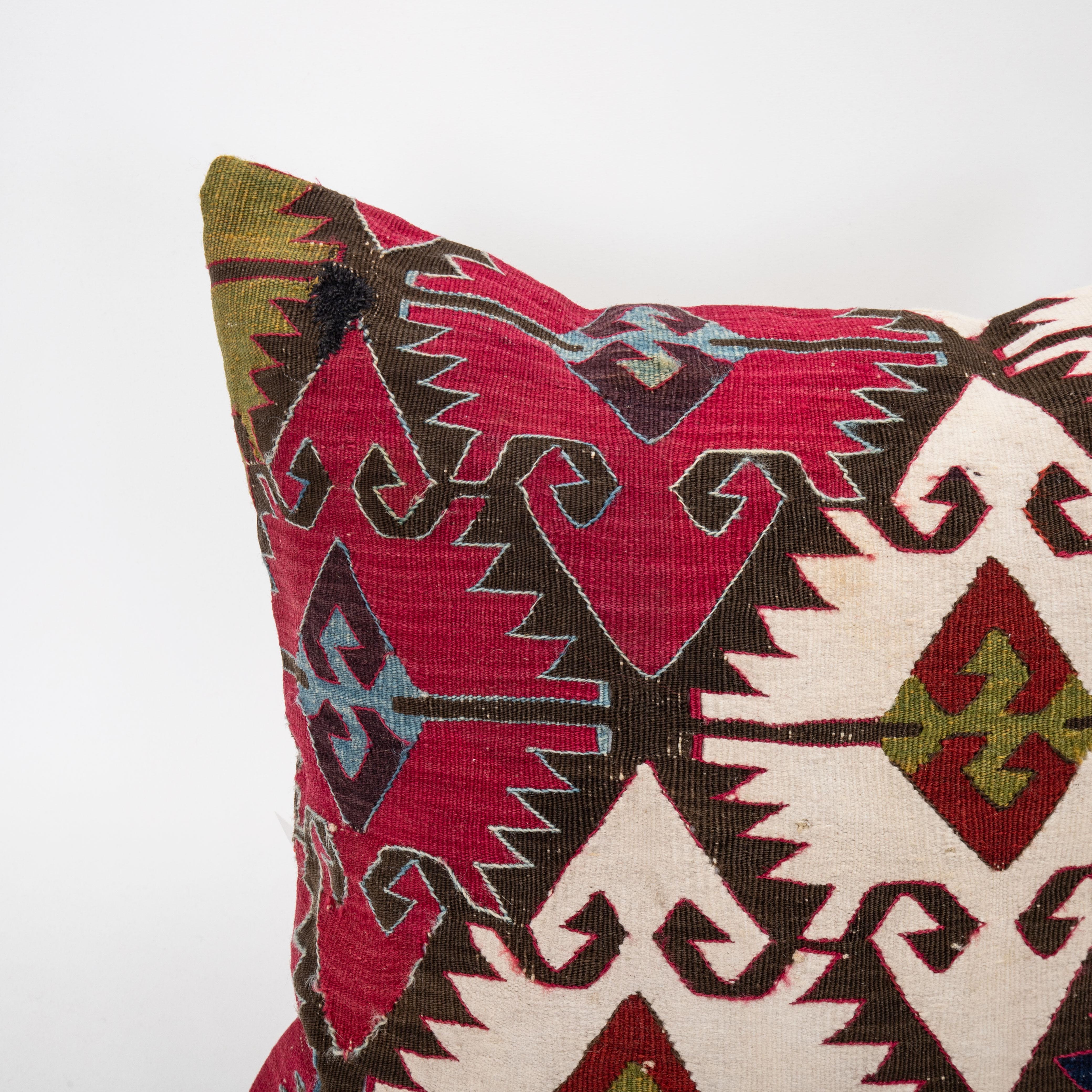 Turkish Pillow Case Made from an Antique Anatolian Kilim For Sale