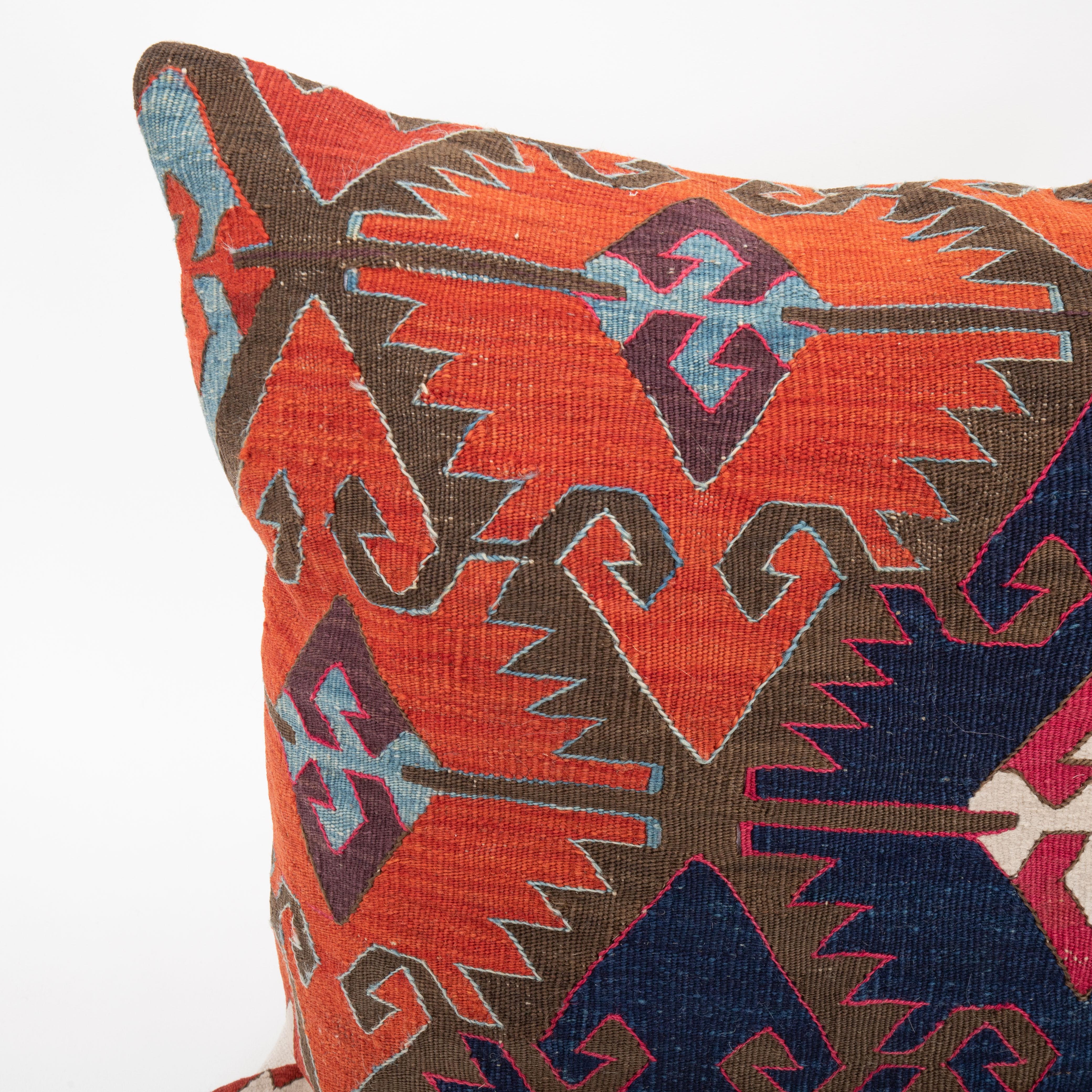 Hand-Woven Pillow Case Made from an Antique Anatolian Kilim For Sale