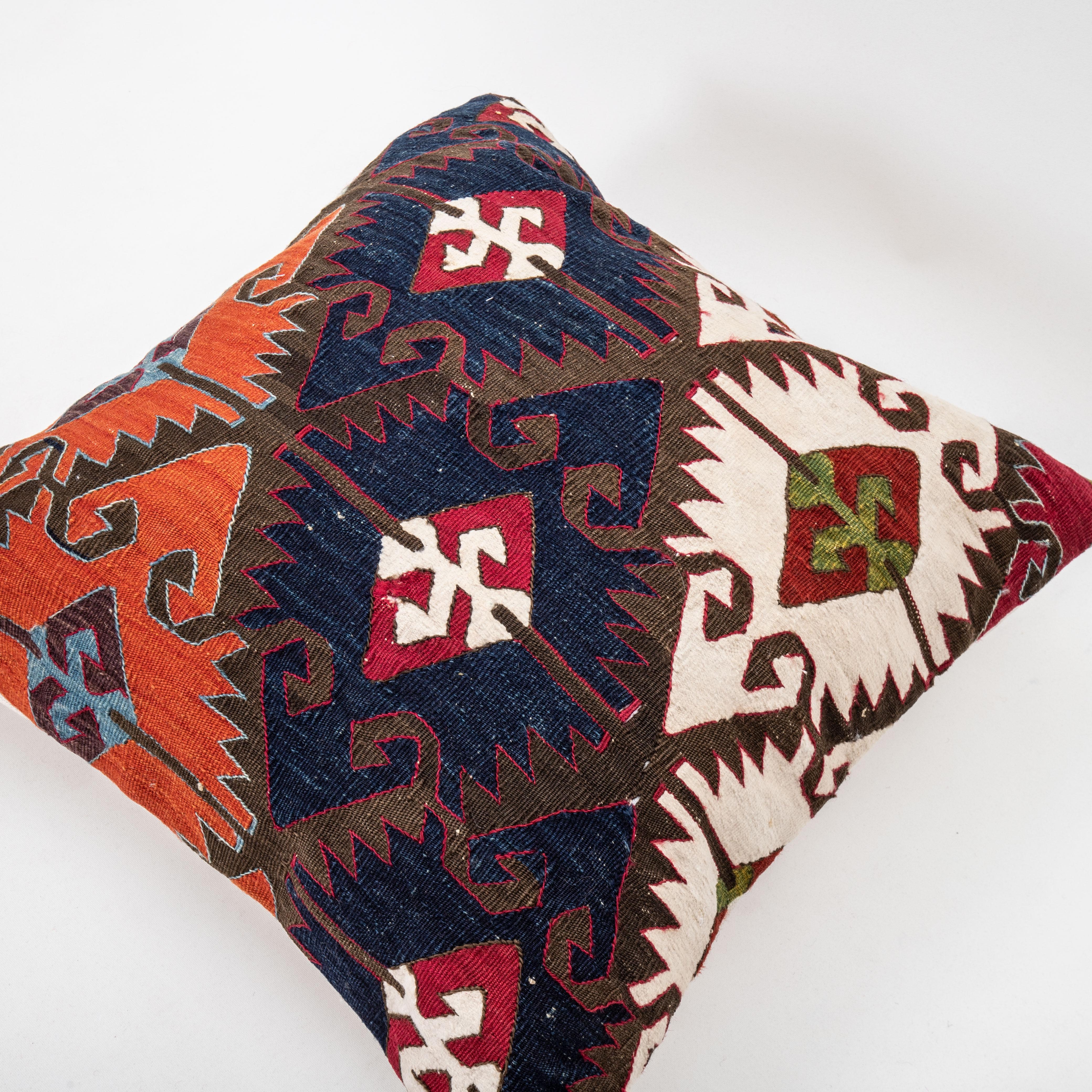 Pillow Case Made from an Antique Anatolian Kilim For Sale 1