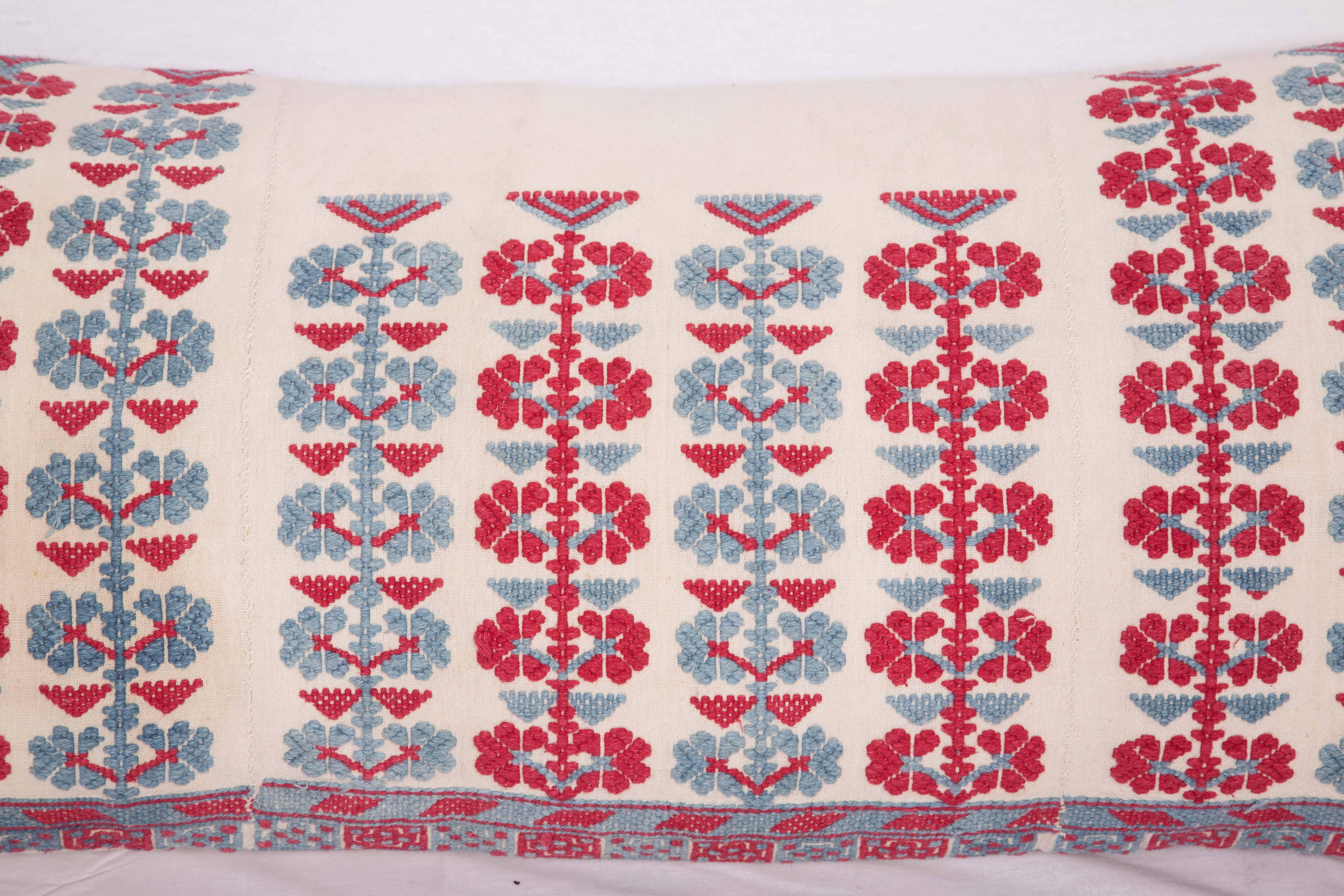 Suzani Pillow Case Made from an Antique Embroidered Western Anatolian Dress Skirt