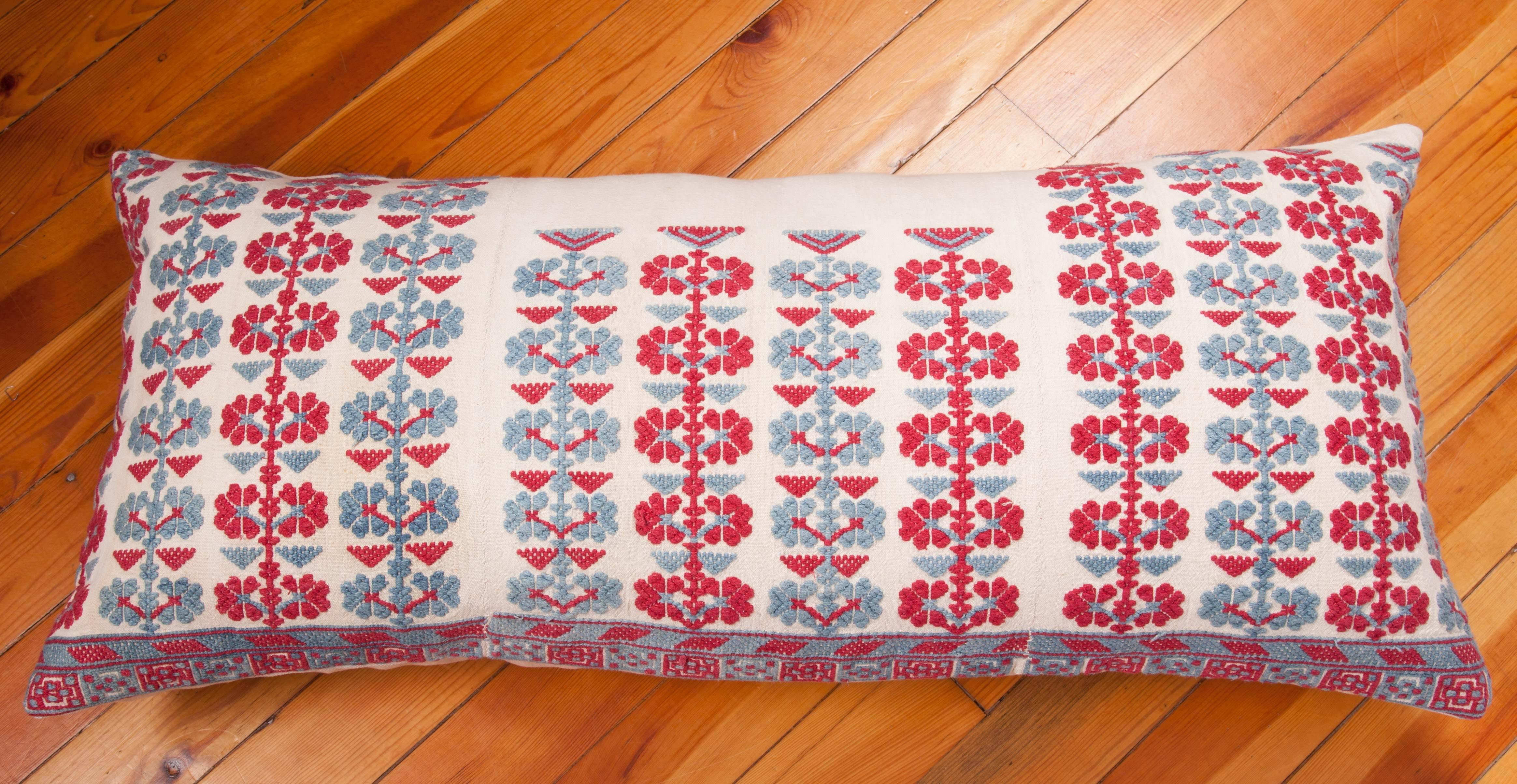 Cotton Pillow Case Made from an Antique Embroidered Western Anatolian Dress Skirt