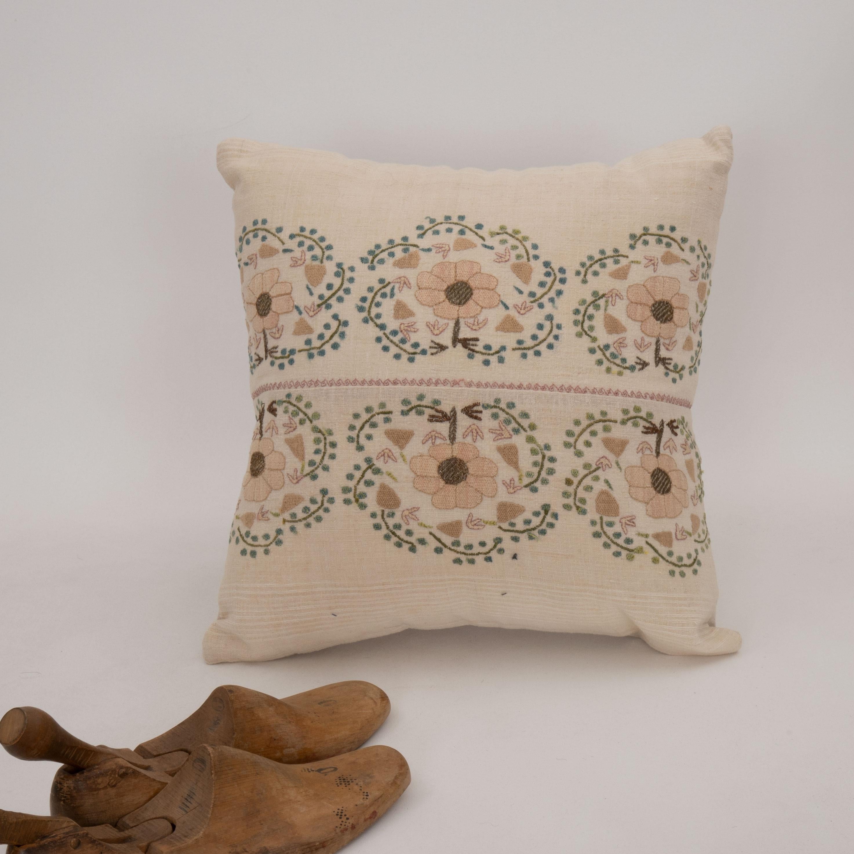 Turkish Pillow Case Made from an Antique Ottoman Embroidery For Sale