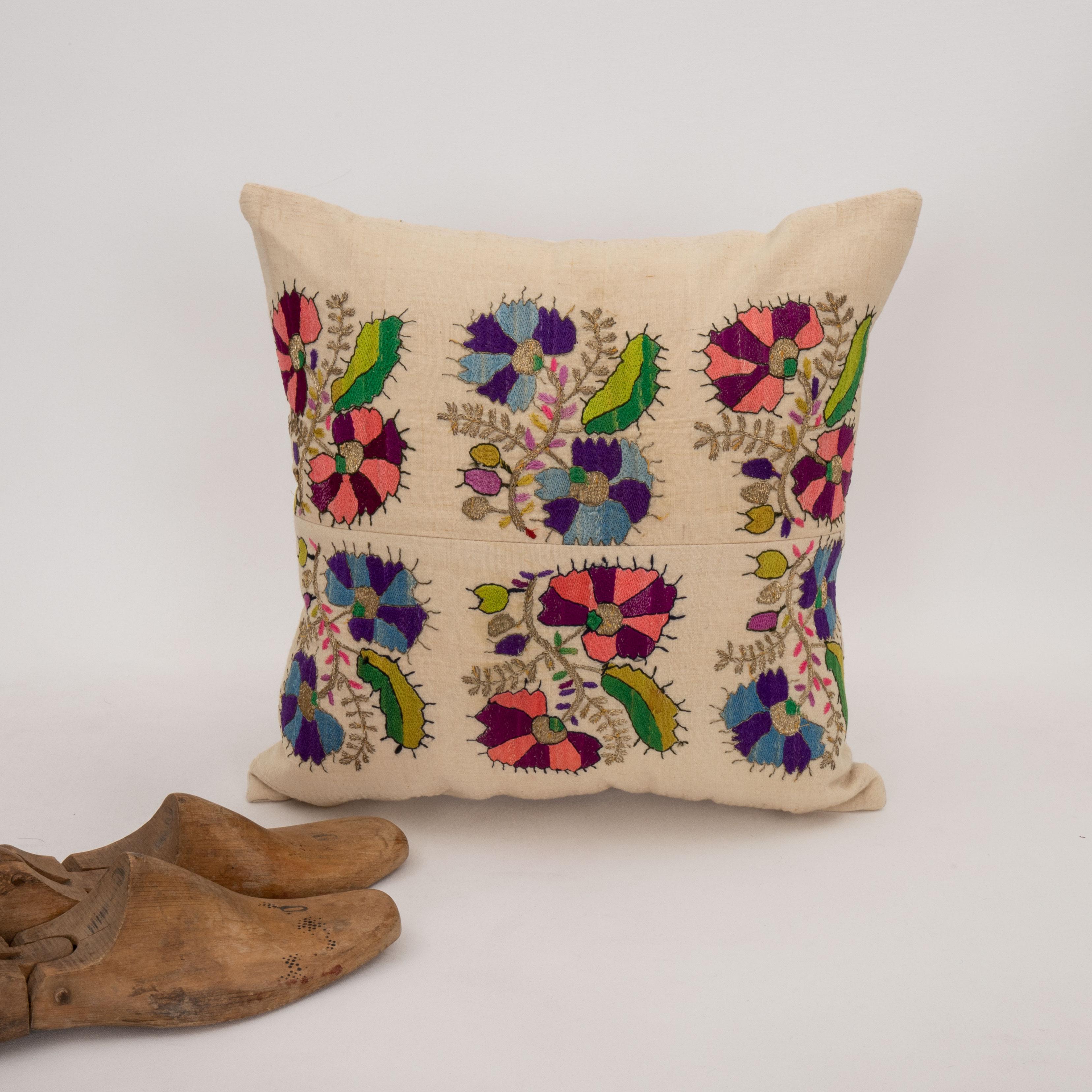 Embroidered Pillow Case Made from an Antique Ottoman Embroidery For Sale