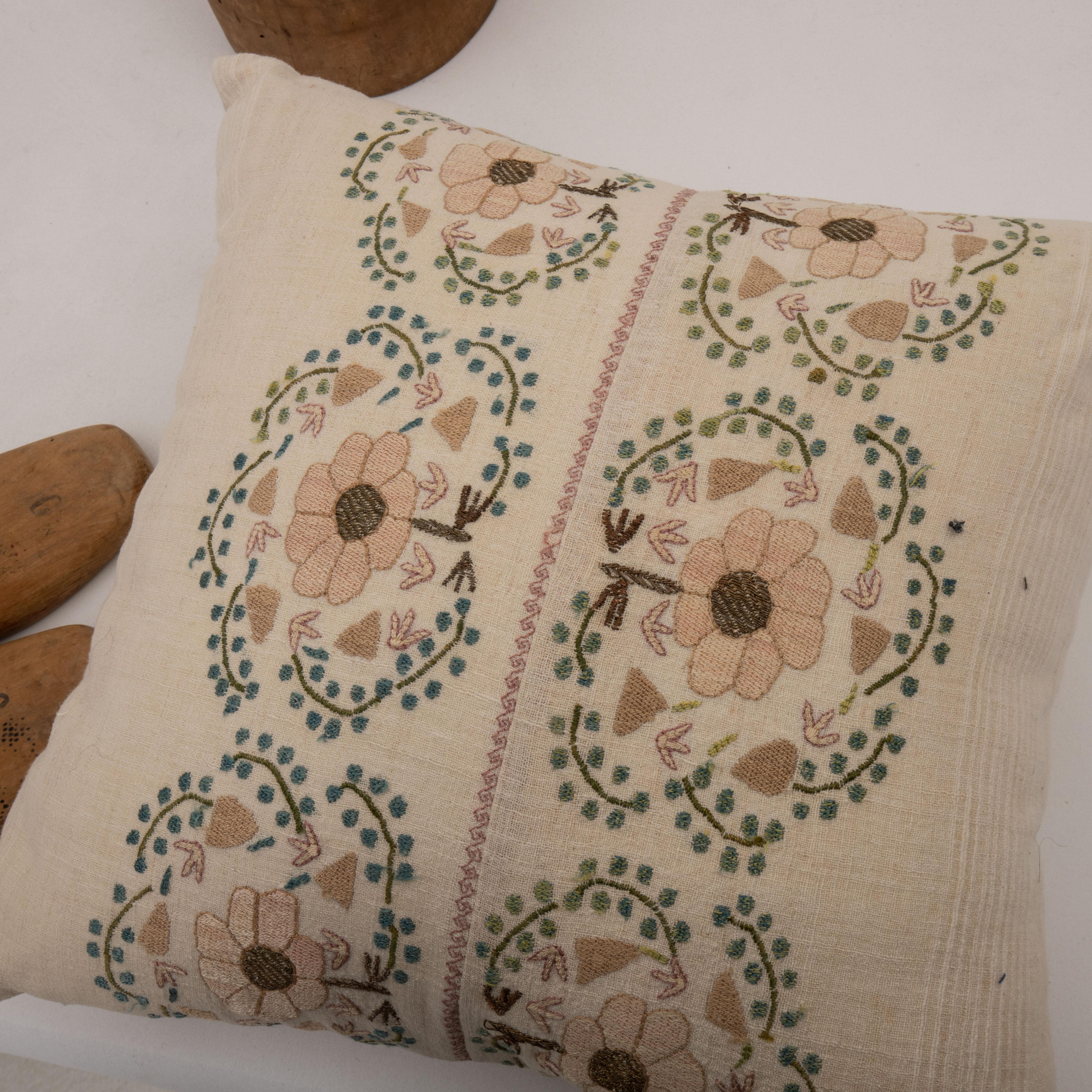 Embroidered Pillow Case Made from an Antique Ottoman Embroidery For Sale