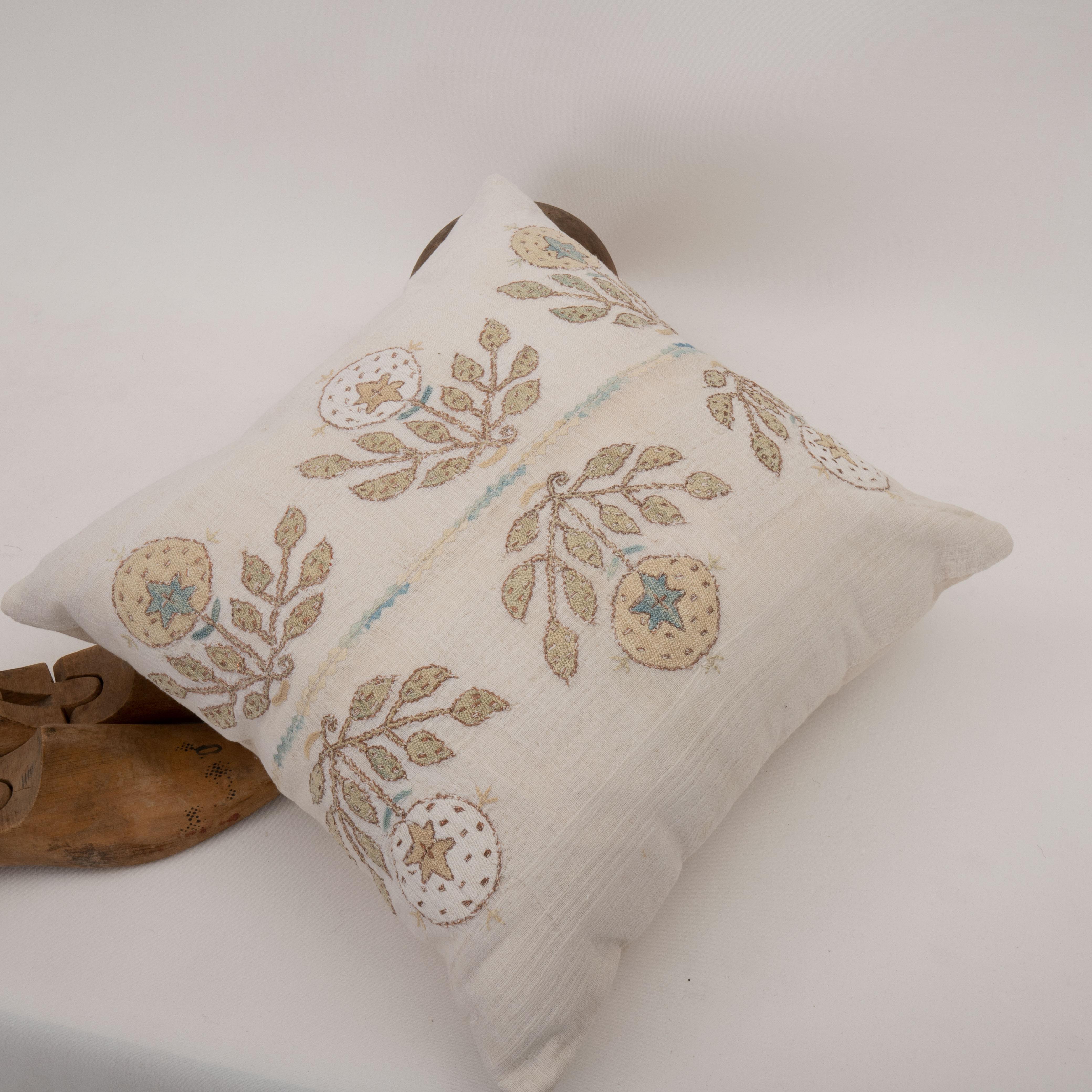 Pillow Case Made from an Antique Ottoman Embroidery In Fair Condition For Sale In Istanbul, TR